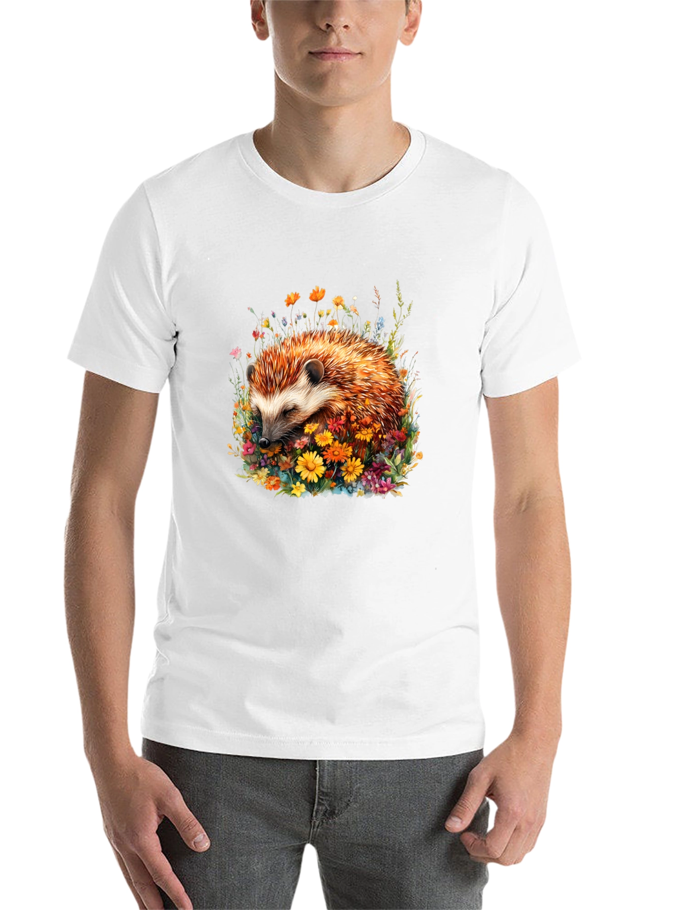 Black Hedgehog in Flowers Graphic Tee view 14