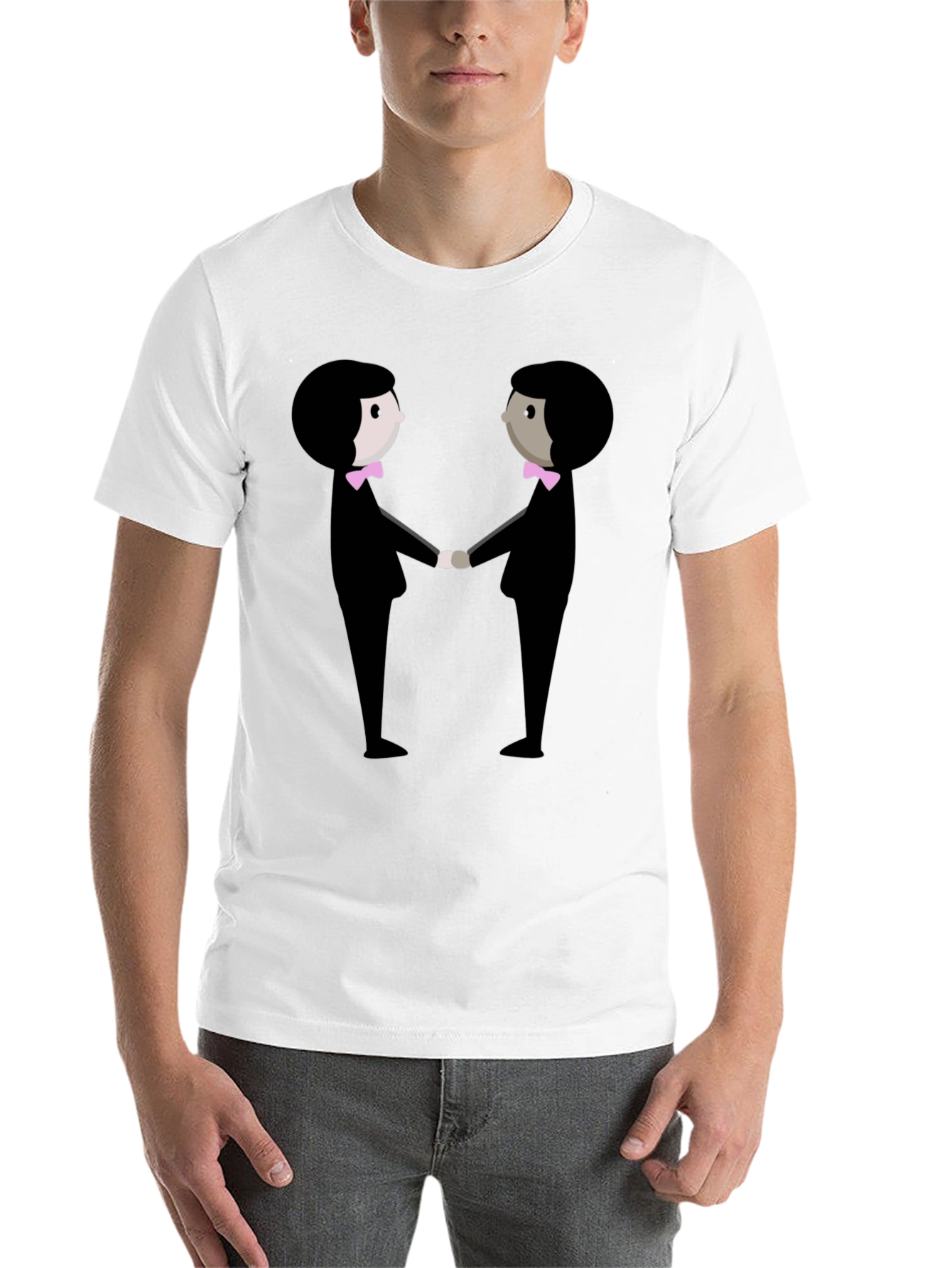 Black Graphic Tee: Two Figures Holding Hands view 14