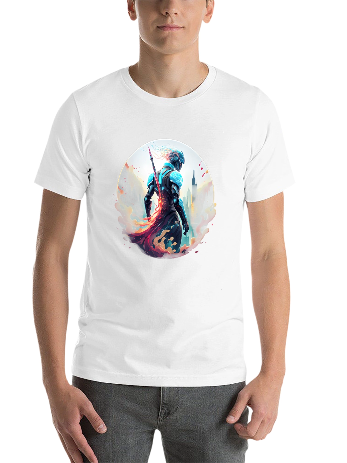 Black Sci-Fi Warrior T-Shirt - Urban Protector Design view 14