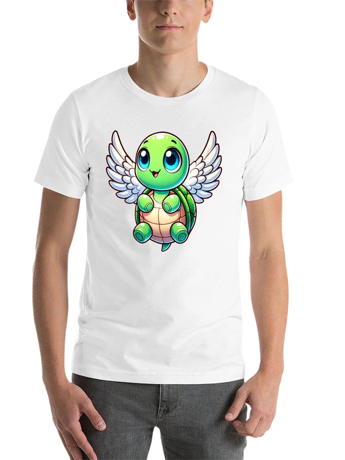 Black Cute Turtle Angel Graphic T-Shirt view 14