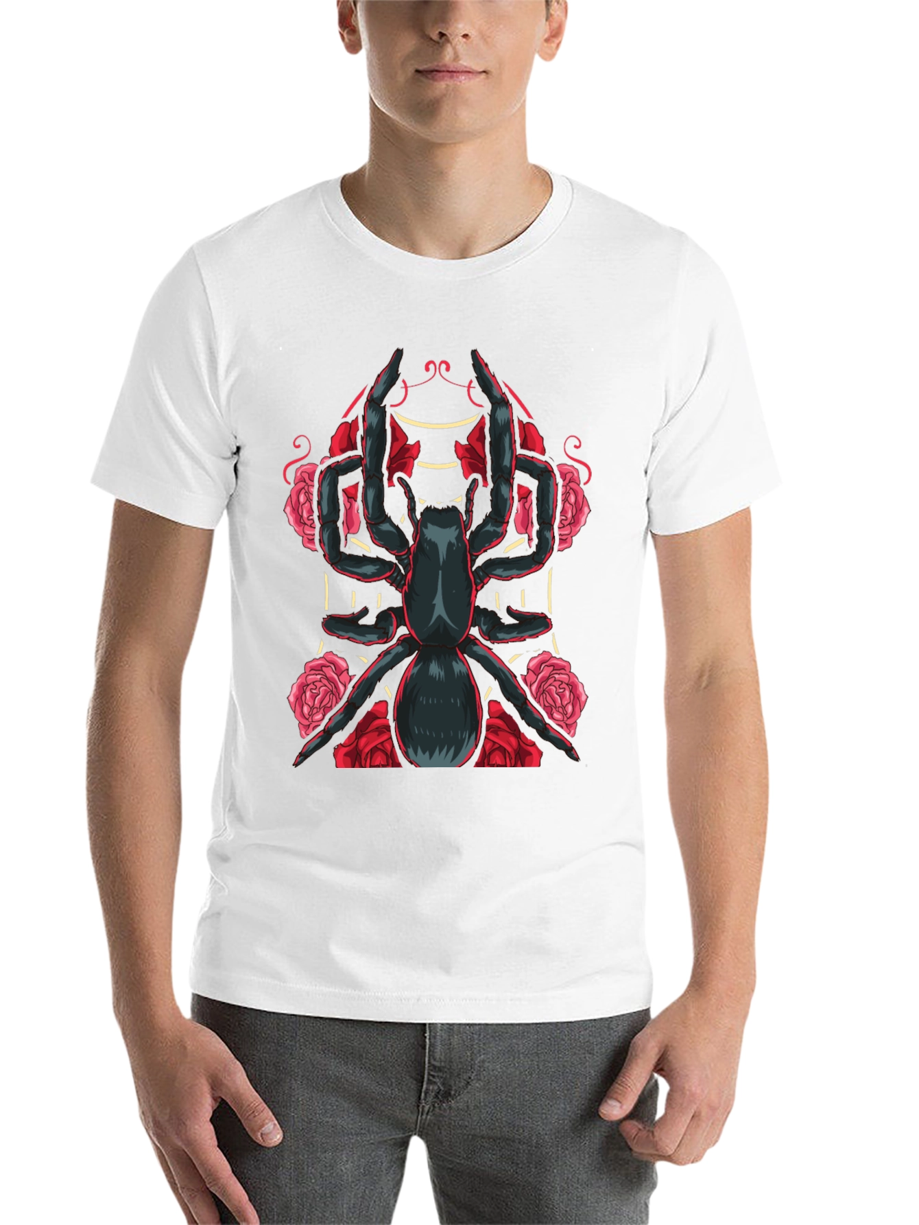 Black Spider & Roses Graphic T-Shirt - Dark Aesthetic view 14