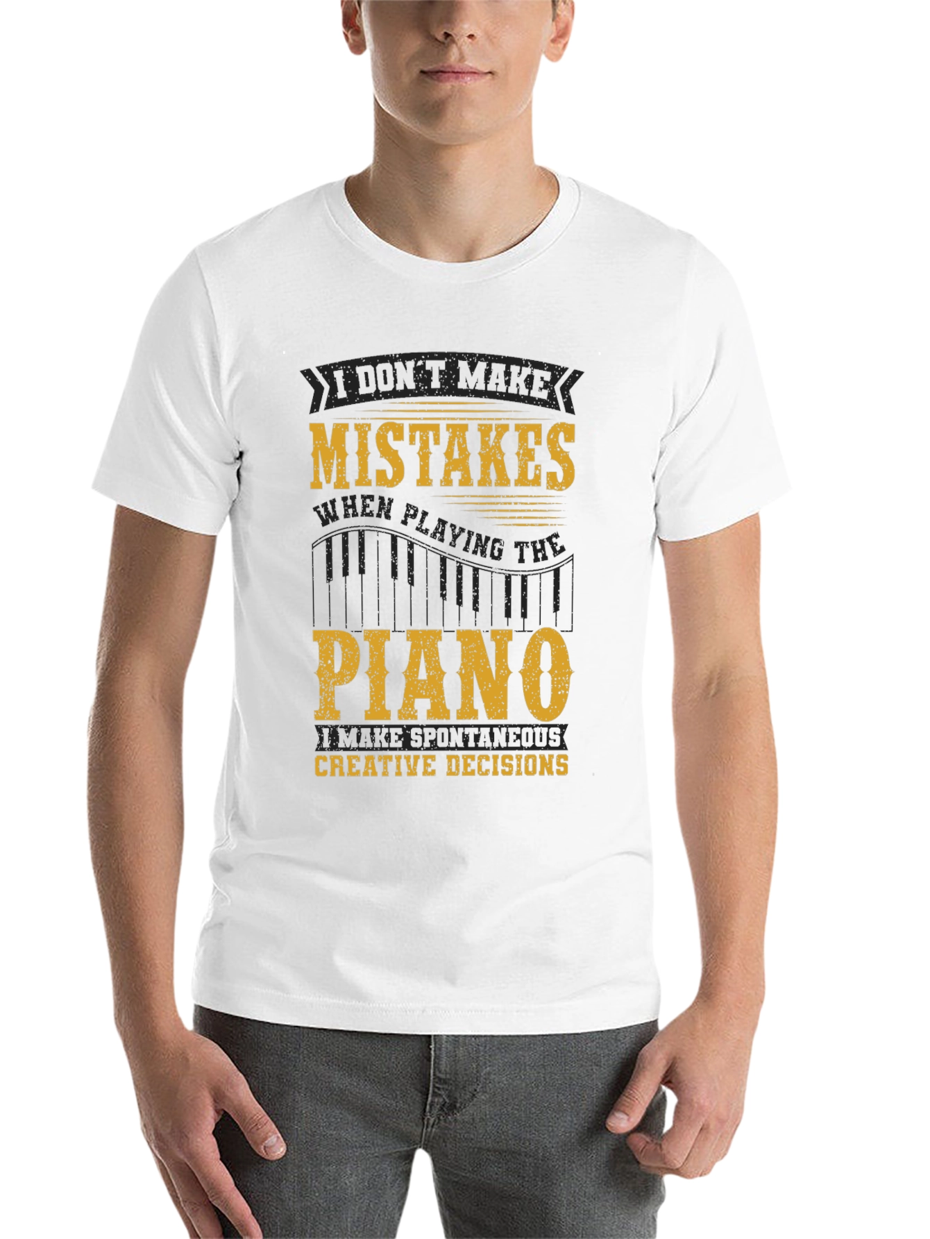 Black Funny Piano T-Shirt - I Don't Make Mistakes! view 14