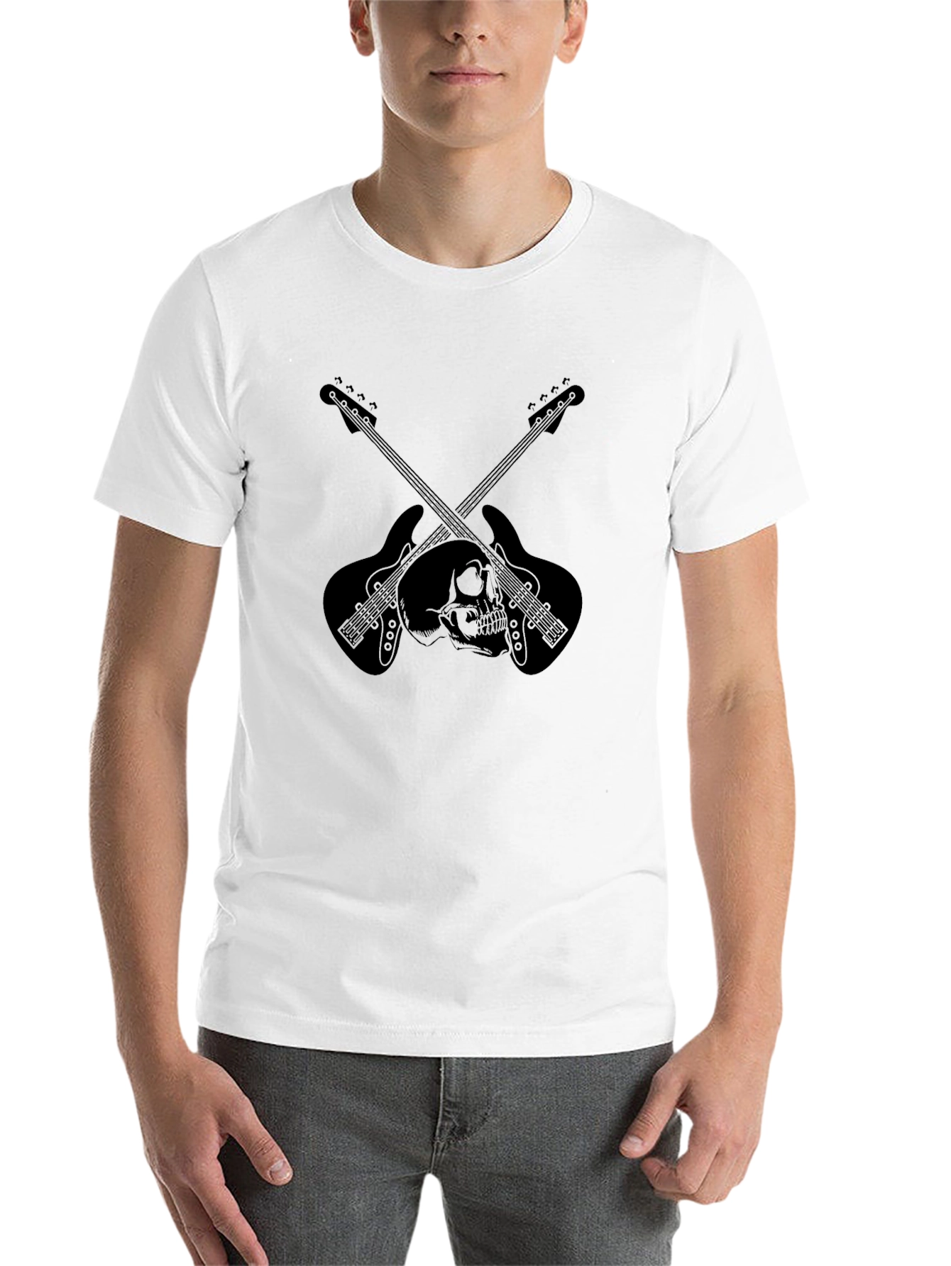 Black Skull & Guitar Graphic Tee - Rocker Style view 14