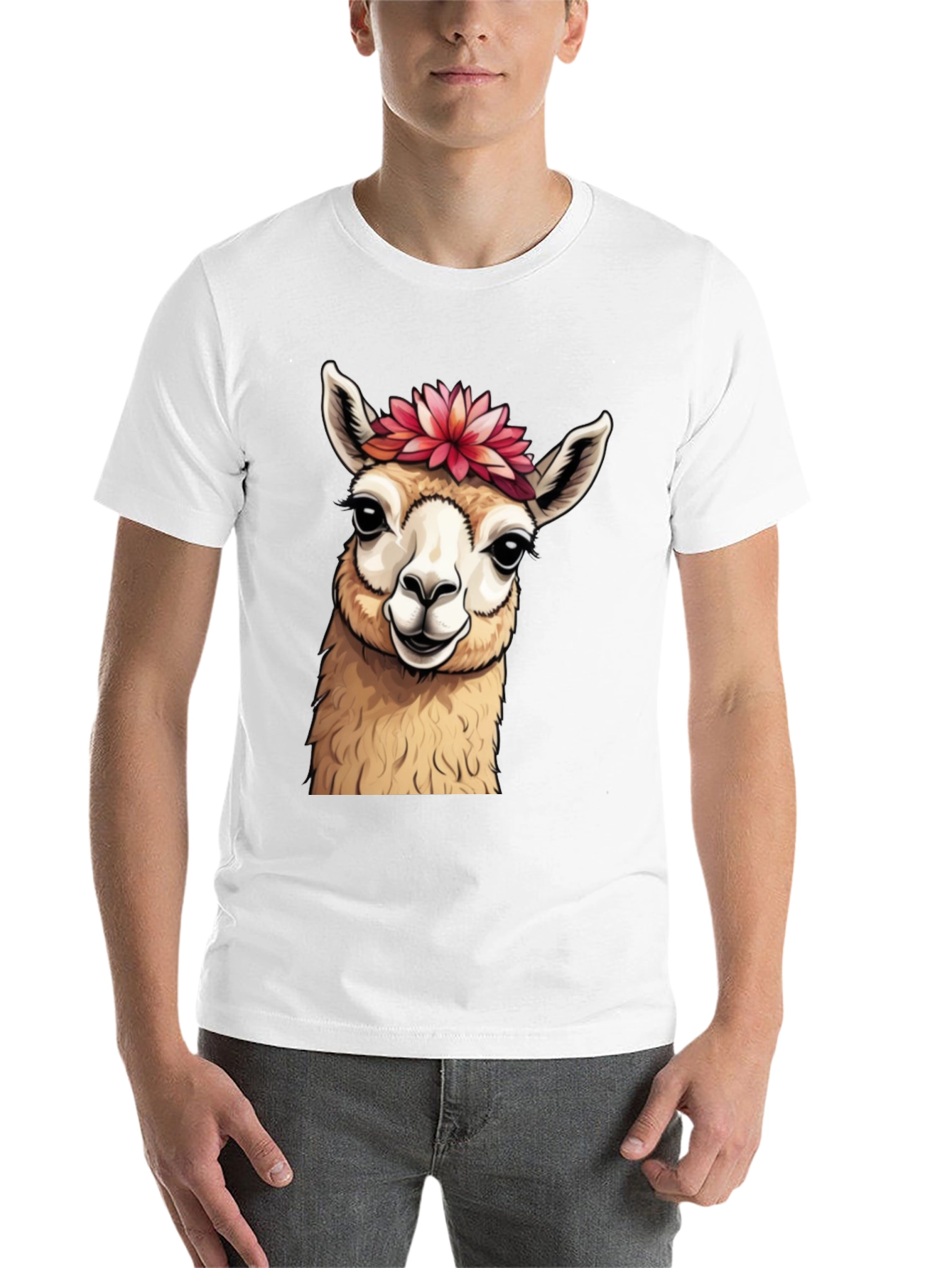 Black Llama Floral Crown T-Shirt - Cute Animal Tee view 14