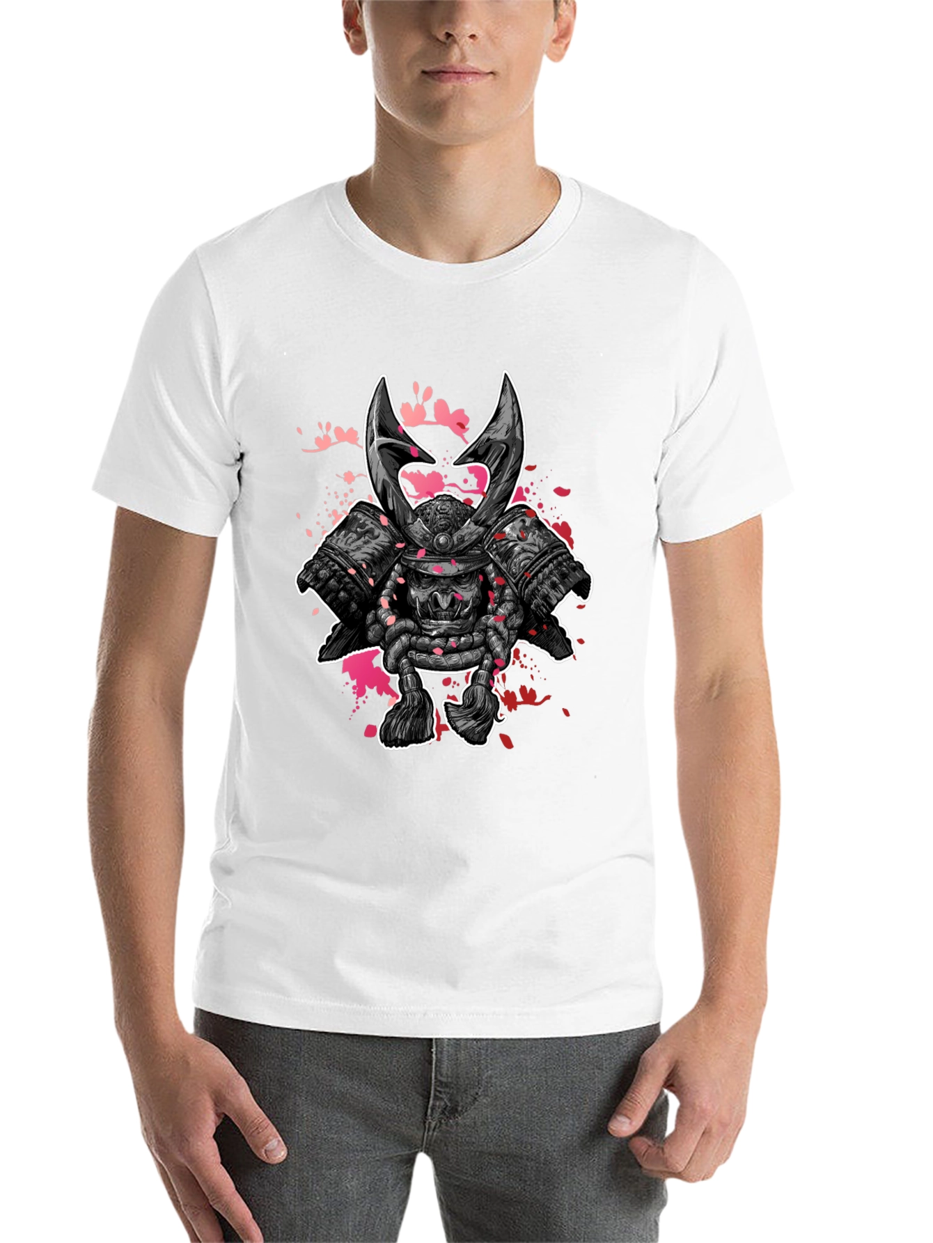 Black Samurai Warrior Graphic Print Black T-Shirt view 14