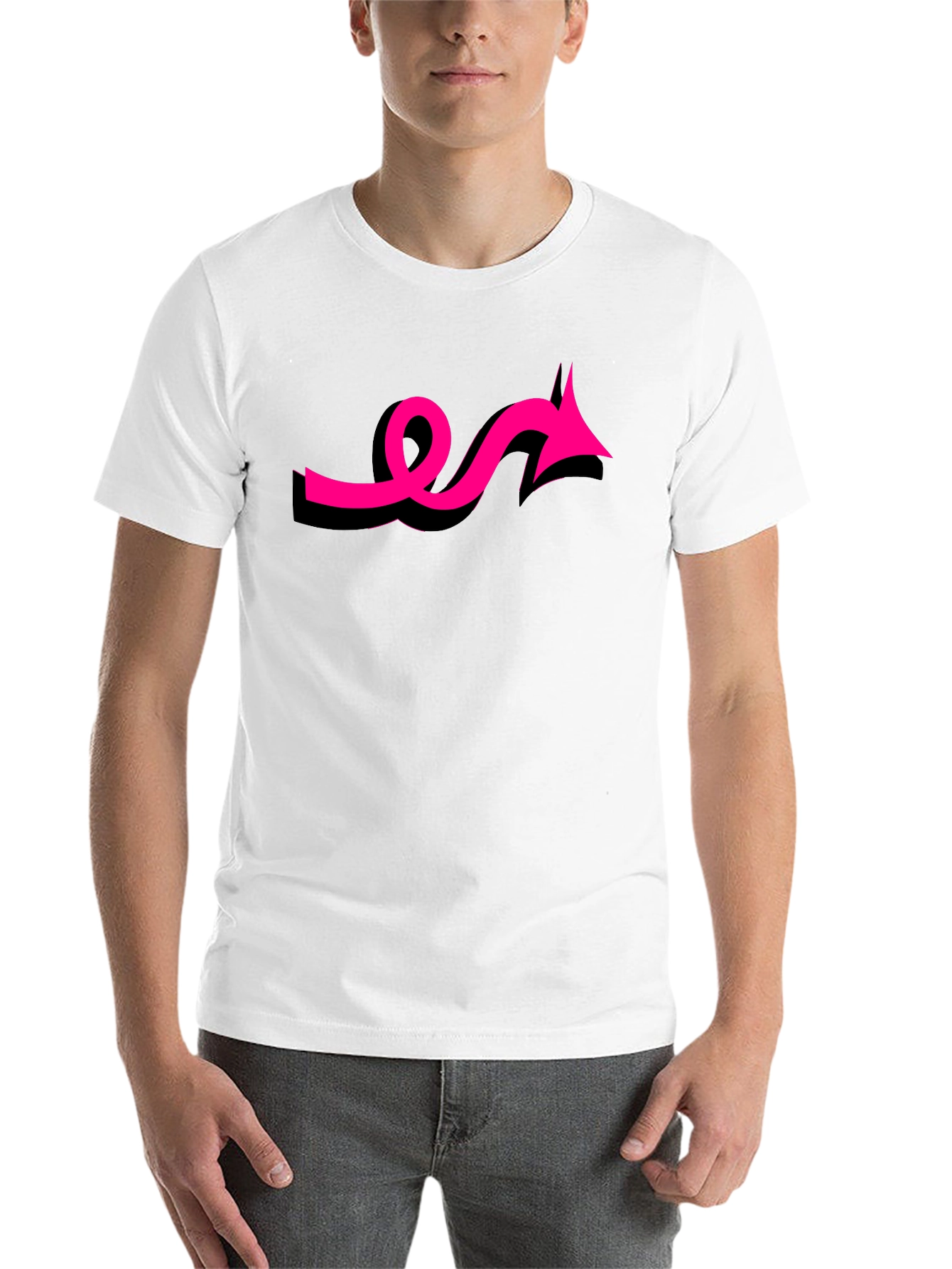 Black Black Tee with Funky Pink Arrow Design view 14