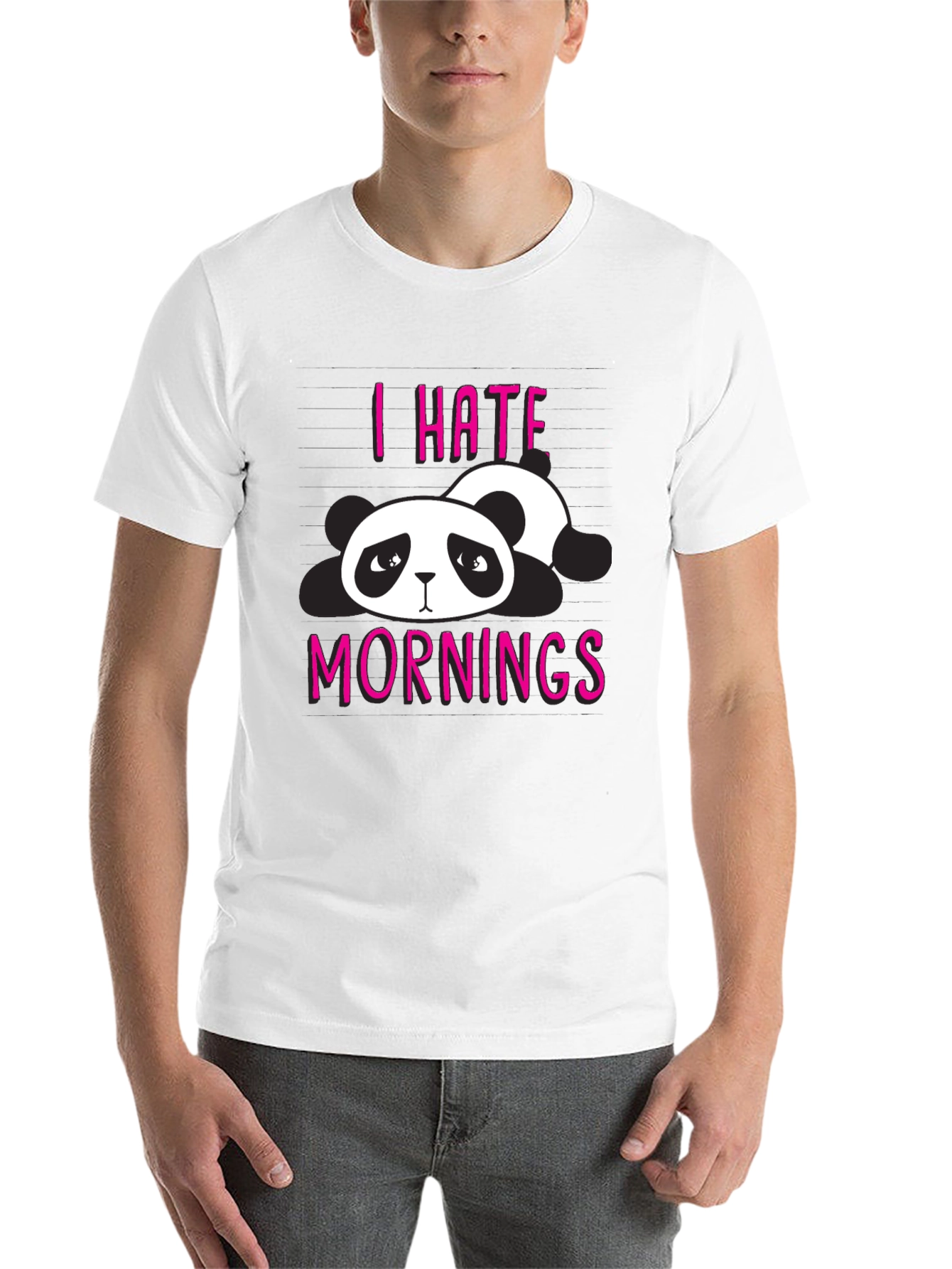 Black I Hate Mornings Panda Graphic T-Shirt view 14