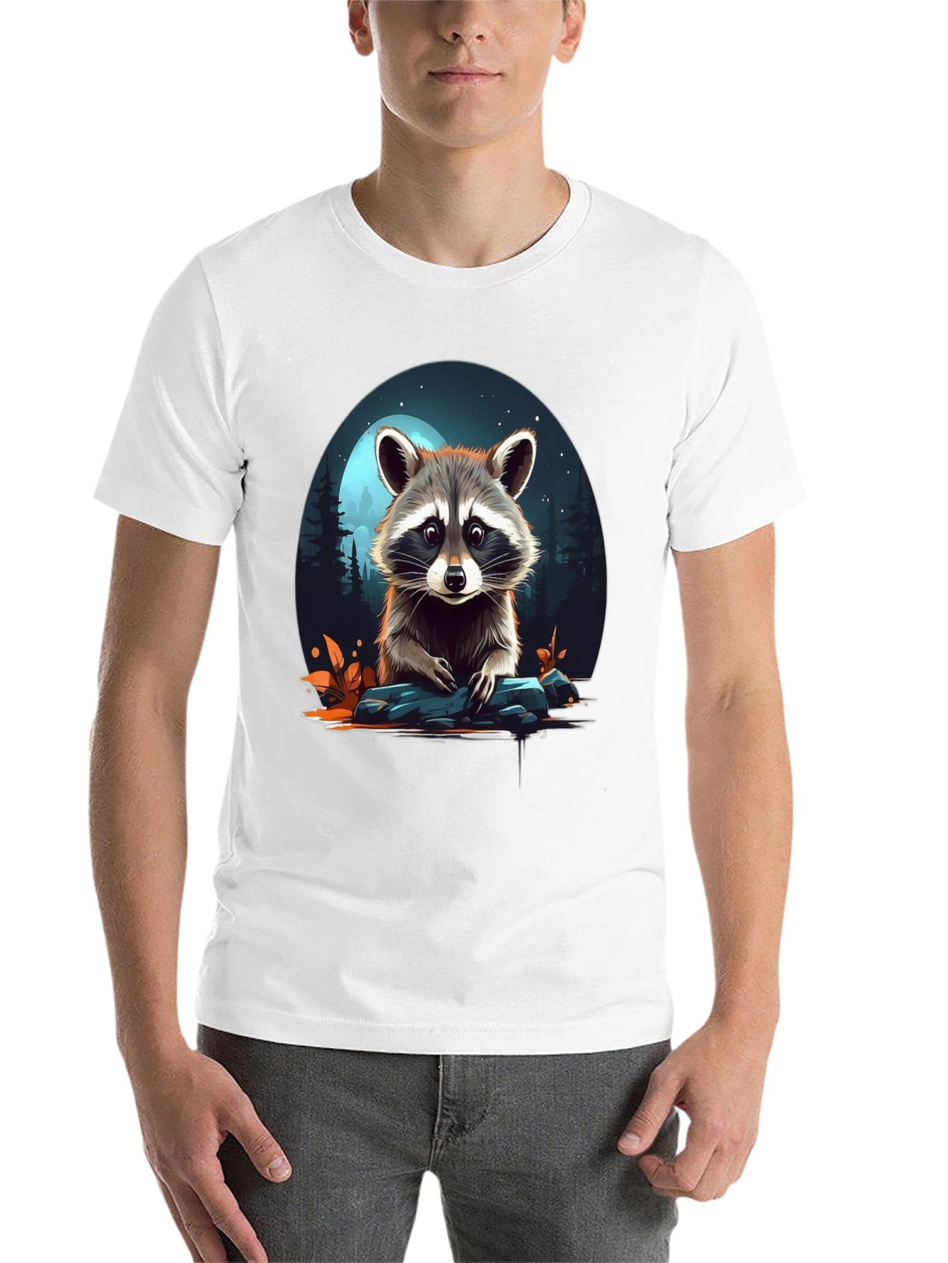 Raccoon Graphic Tee - Nature Lover's Black T-Shirt - 14