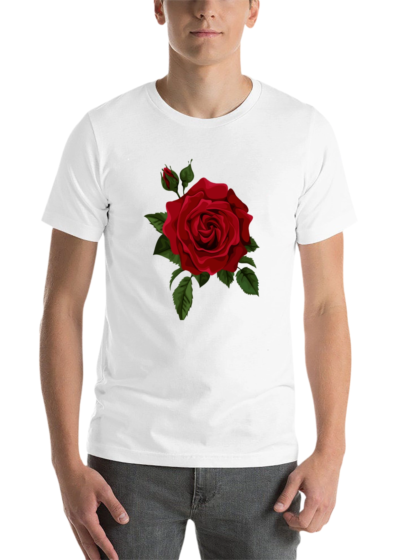 Black Red Rose Graphic Black T-Shirt view 14