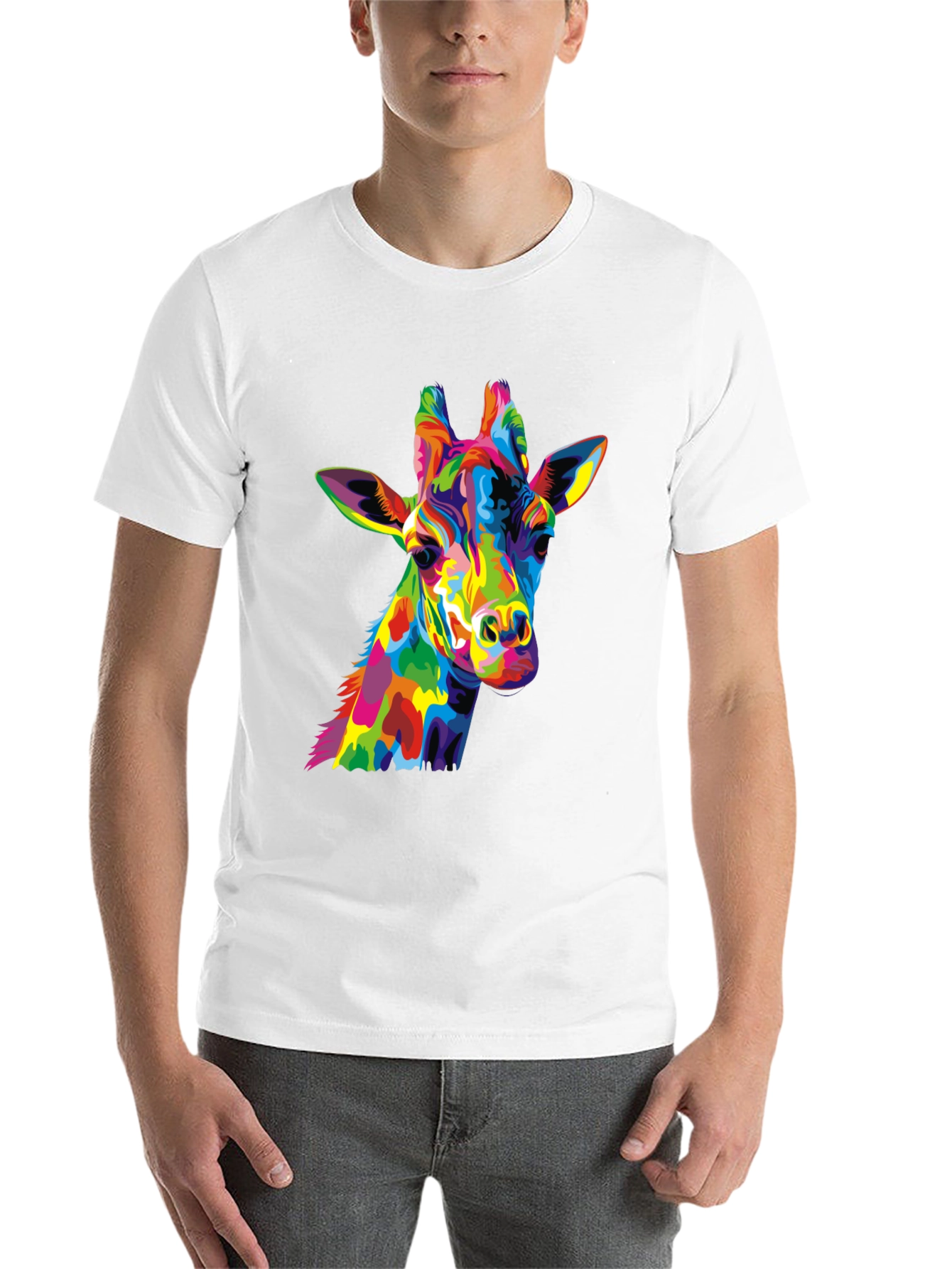 Black Colorful Giraffe Graphic Tee view 14