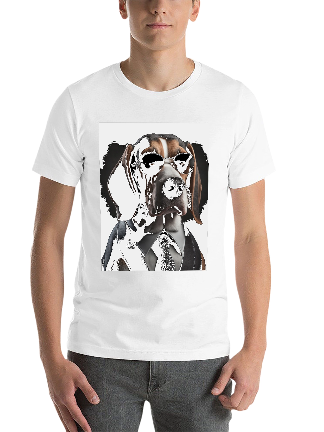 Black Dogfather T-Shirt: Suave Hound in Shades view 14