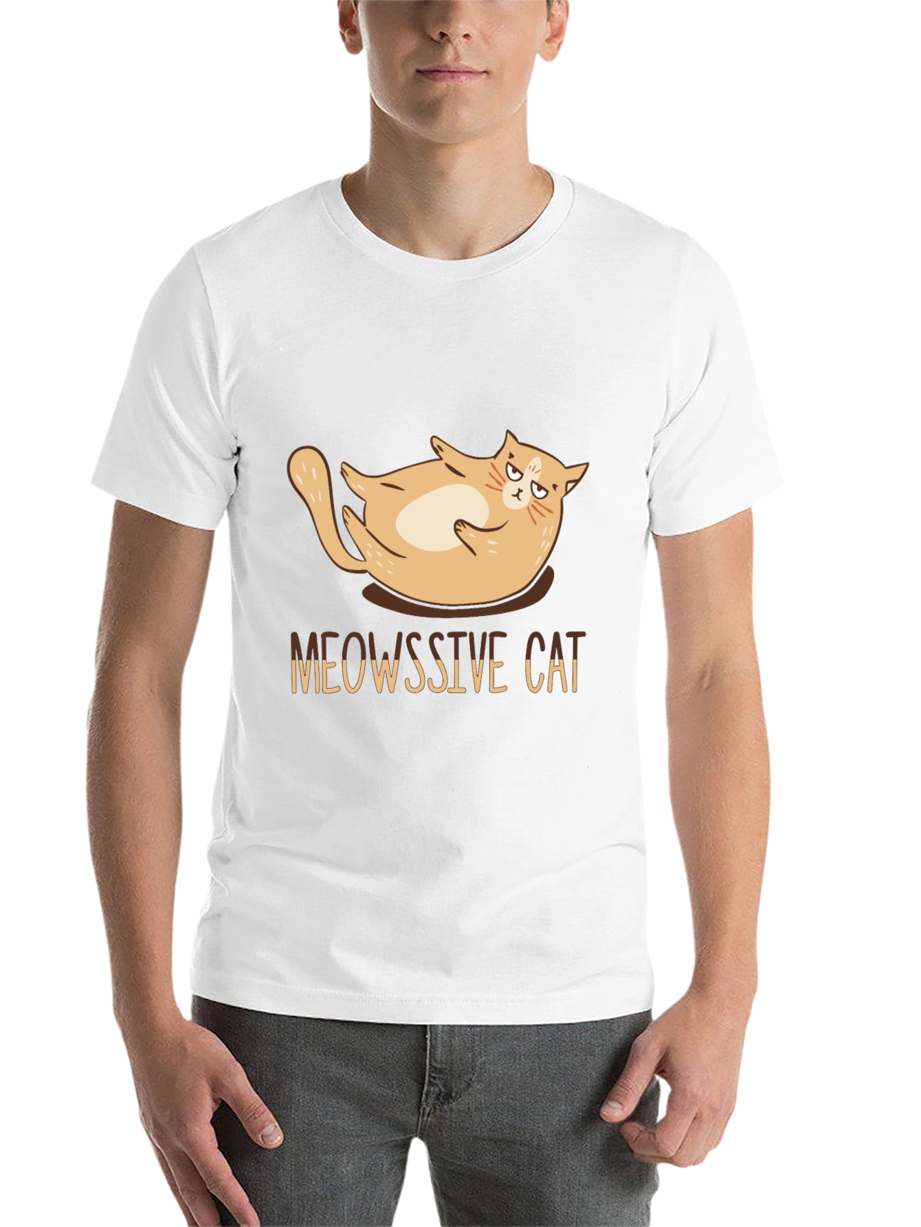 Black Meowssive Cat T-Shirt - Funny Graphic Tee view 14