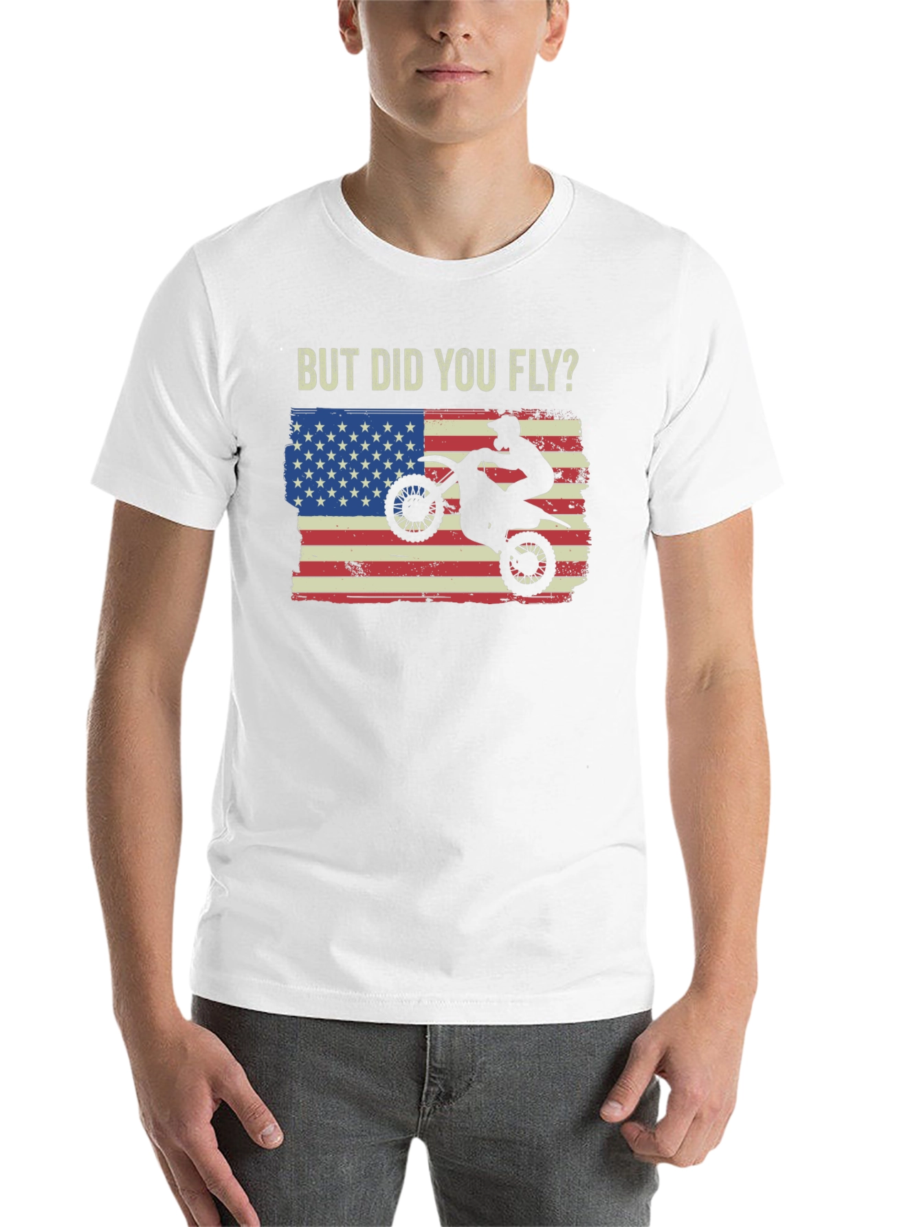 Black But Did You Fly T-Shirt, Motocross USA Flag view 14