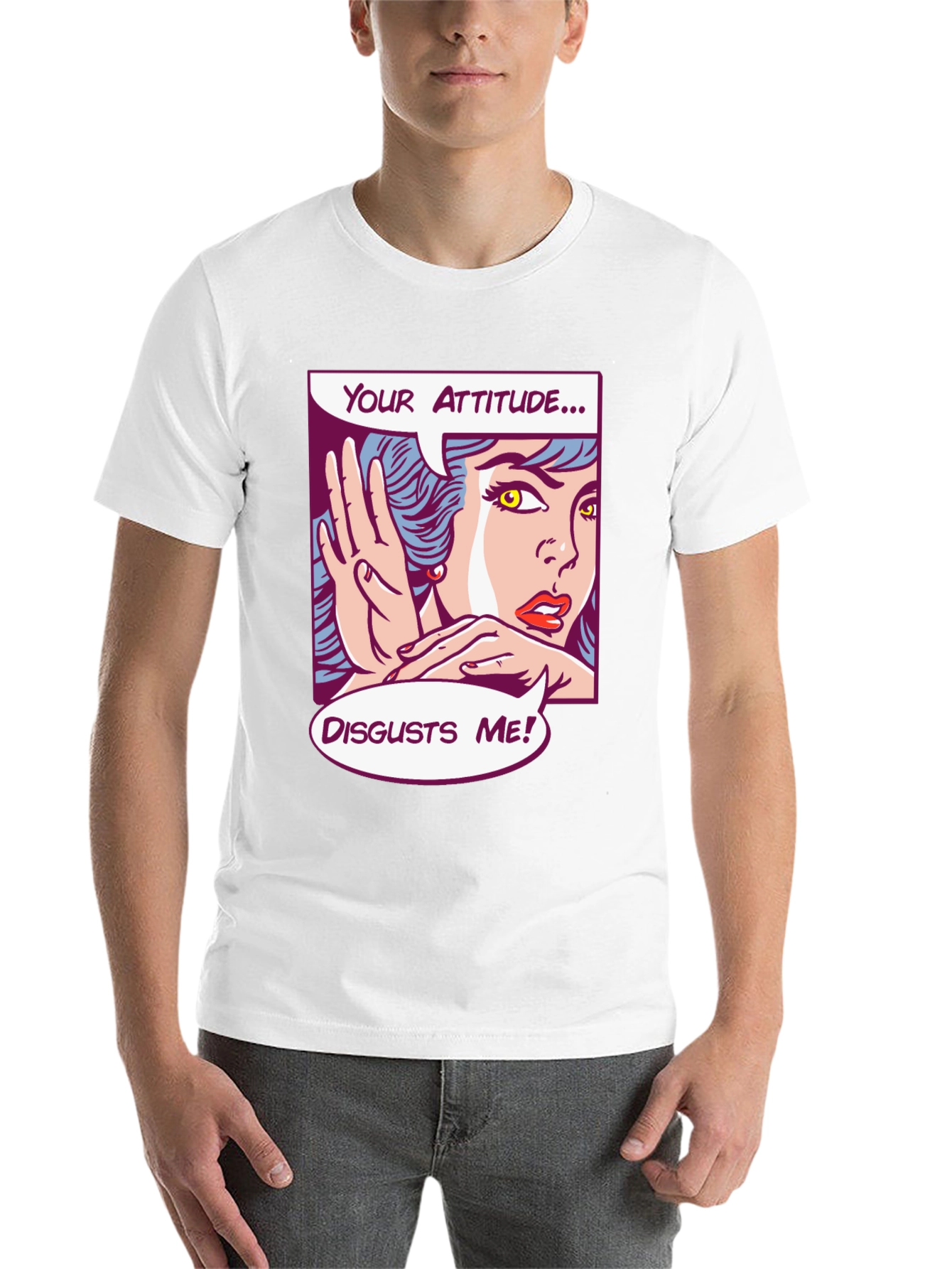 Black Attitude Disgusts Me Pop Art T-Shirt view 14