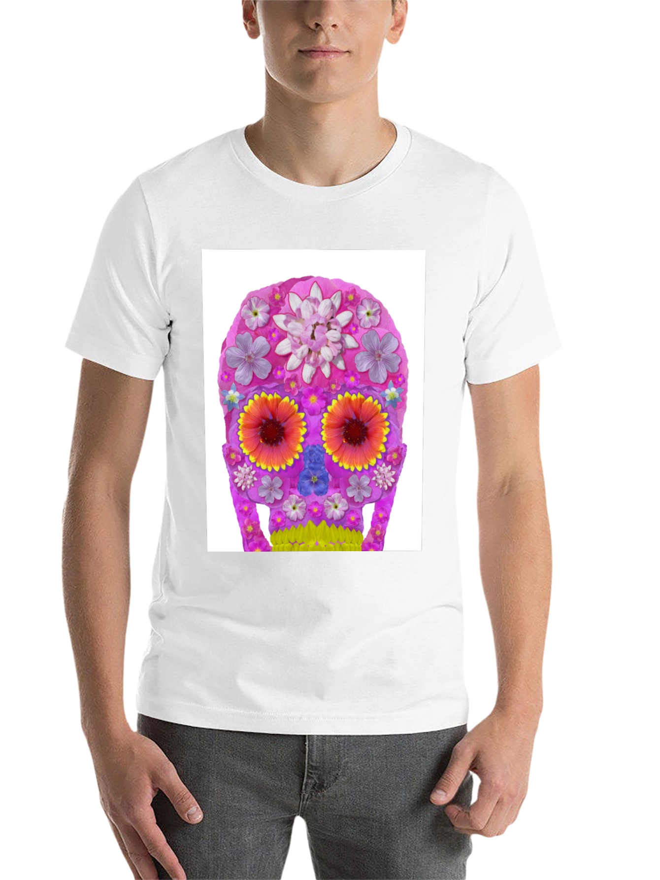 Black Floral Sugar Skull Graphic T-Shirt view 14