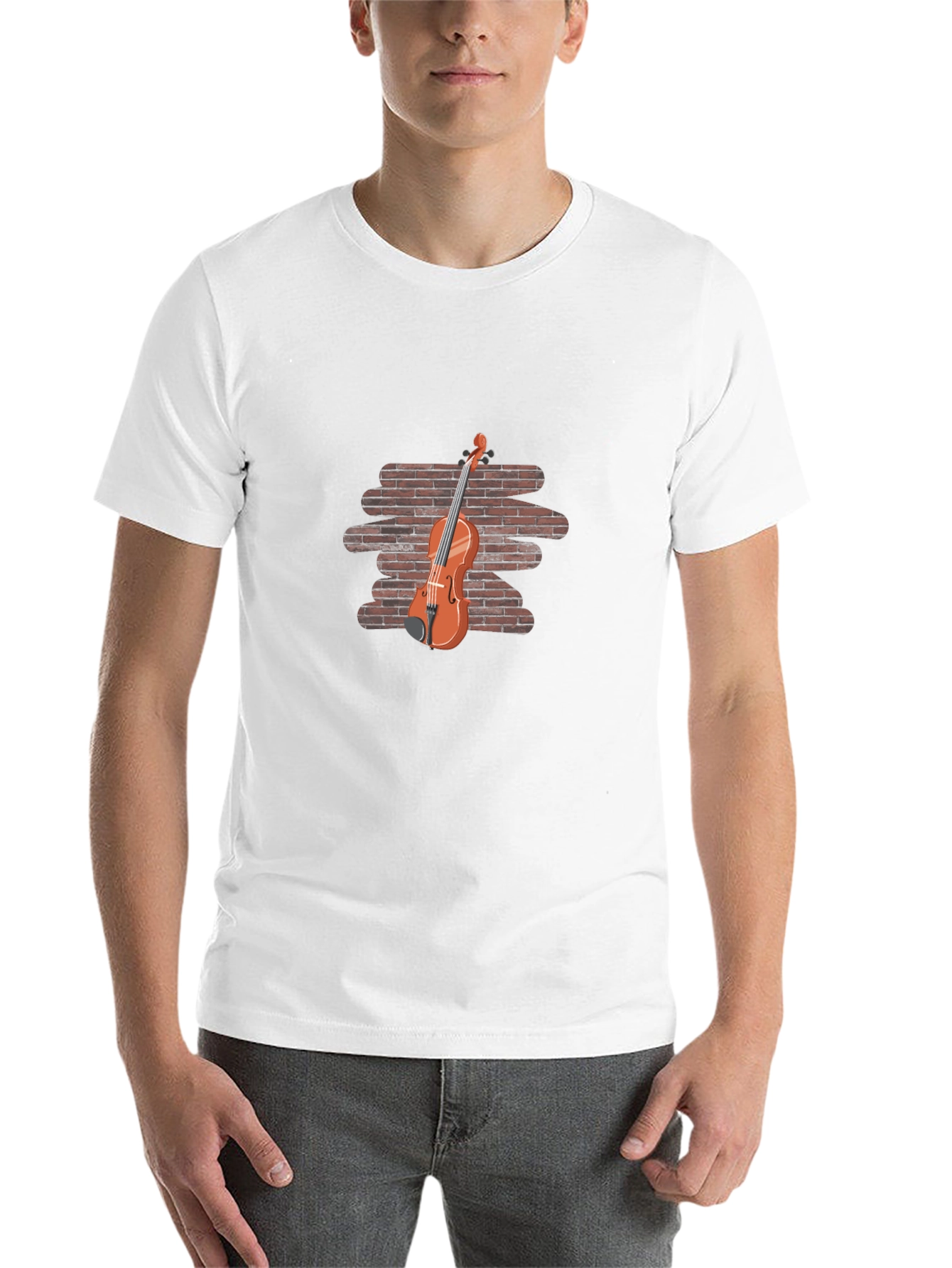 Black Brick Wall Violin Graphic Tee view 14