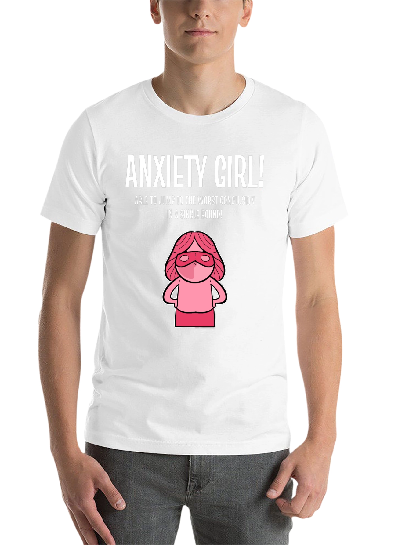 Black Anxiety Girl T-Shirt - Funny Graphic Tee view 14