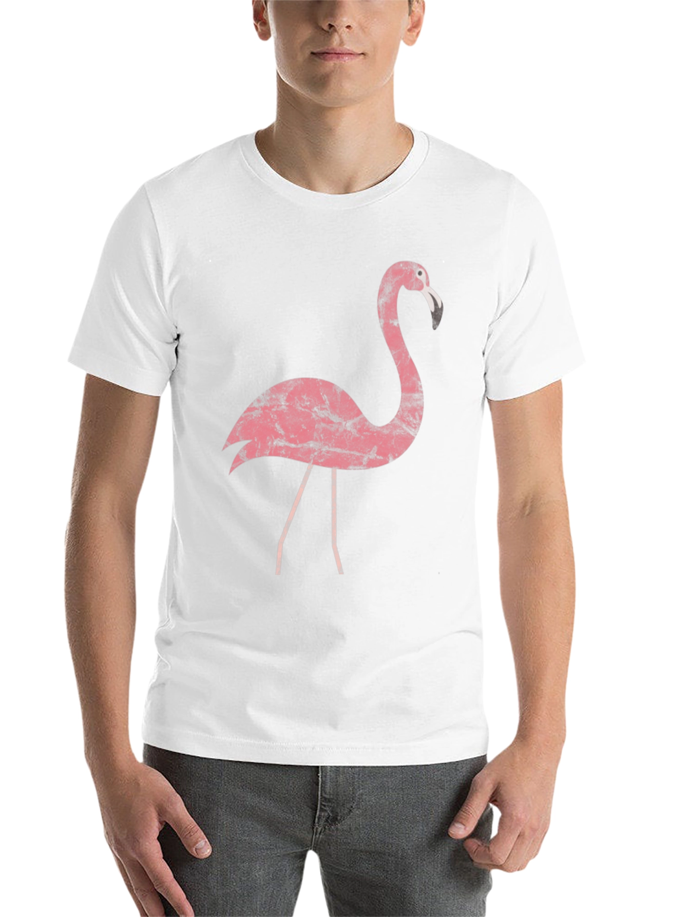 Black Vintage Flamingo Graphic Tee - Black Cotton T-Shirt view 14