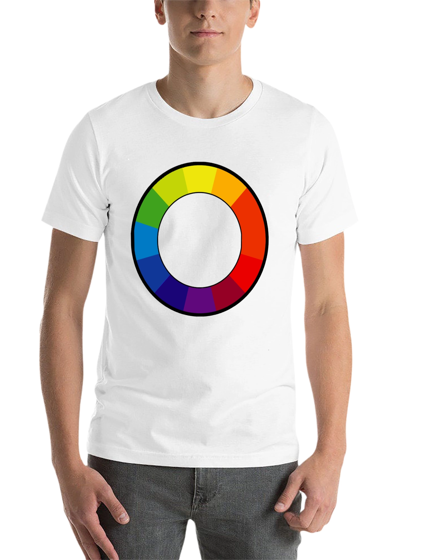 Black Vibrant Color Wheel Graphic T-Shirt view 14