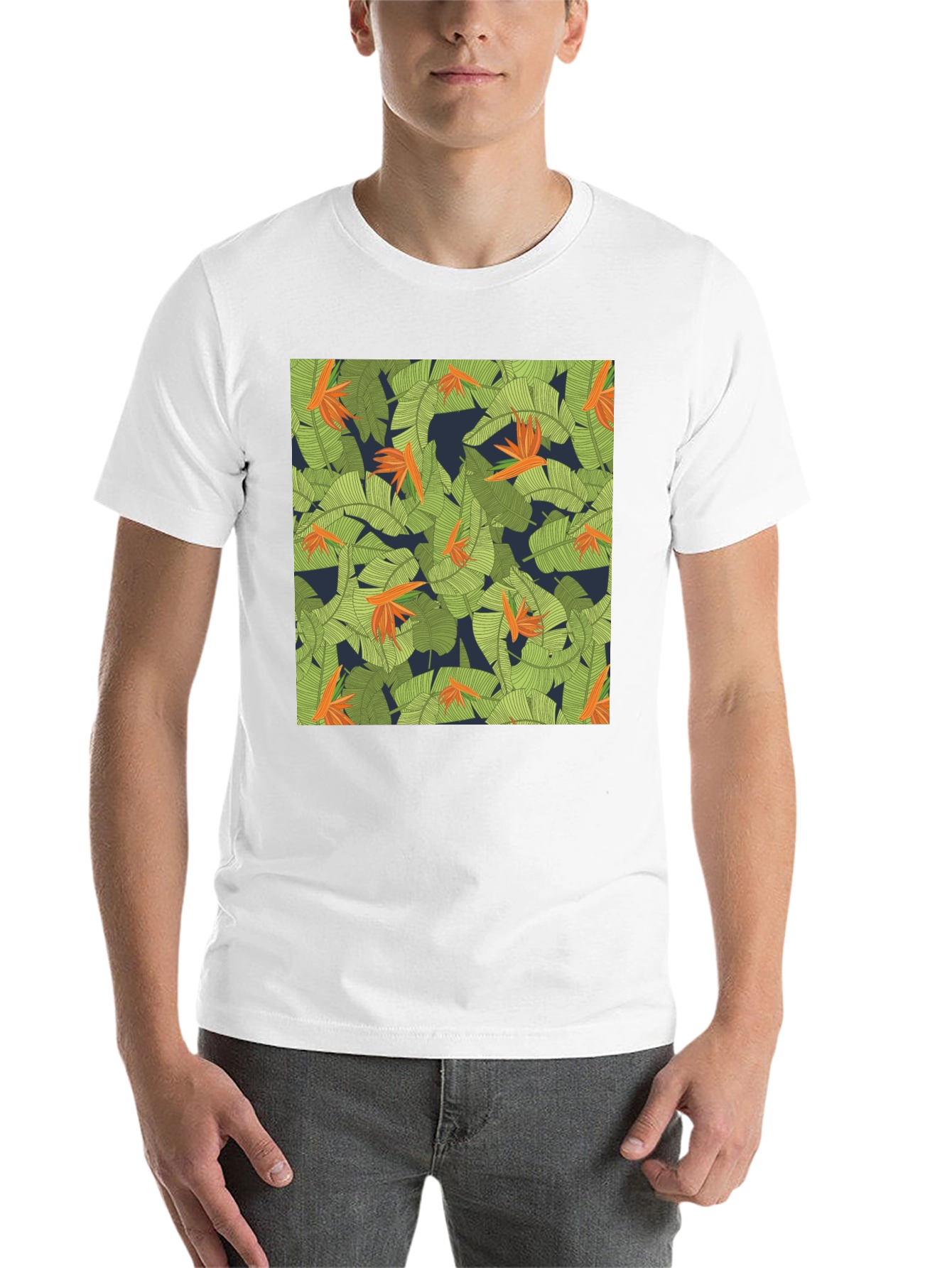 Black Tropical Floral Print T-Shirt view 14