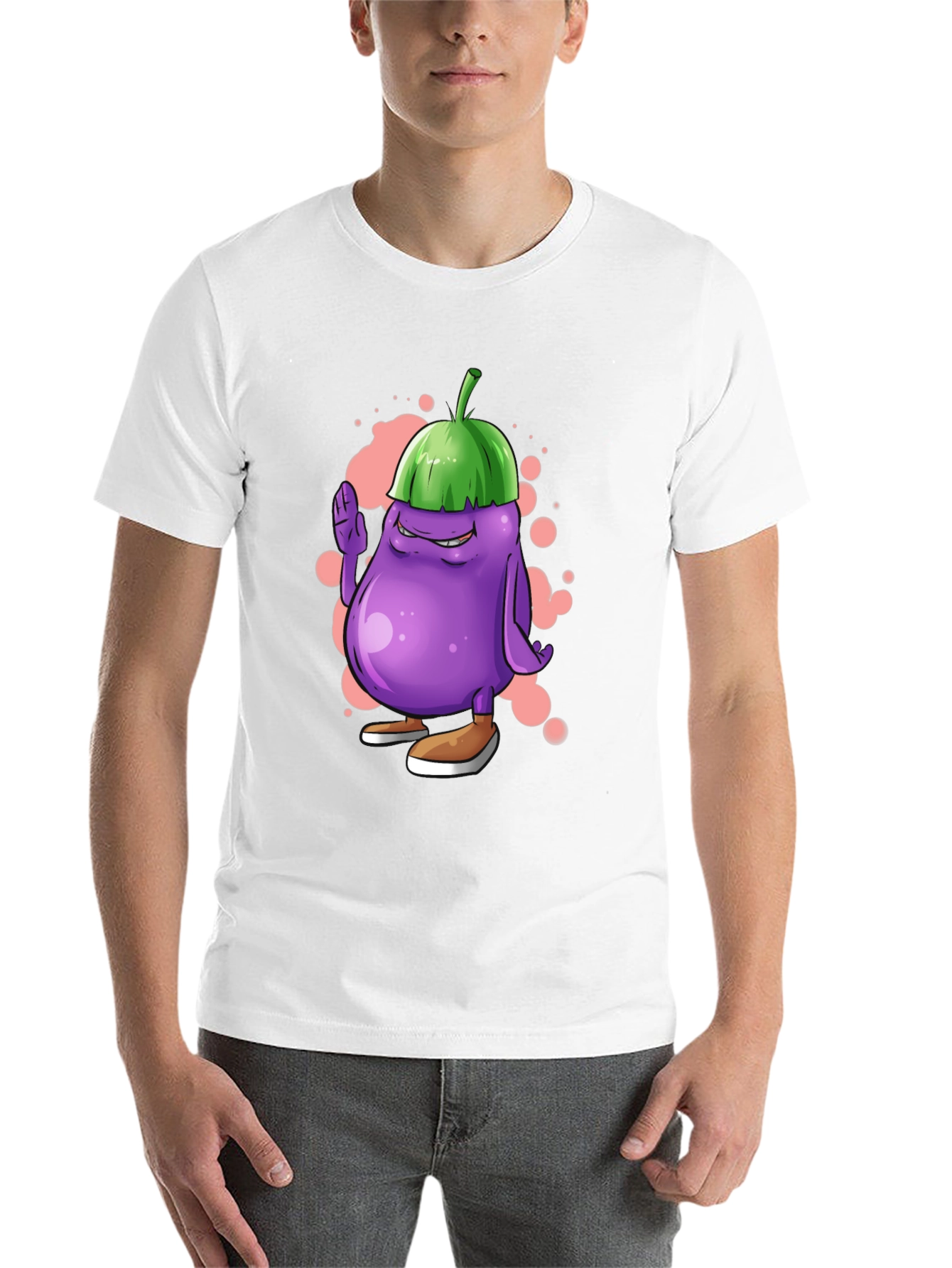 Black Eggplant Cartoon Graphic Tee view 14