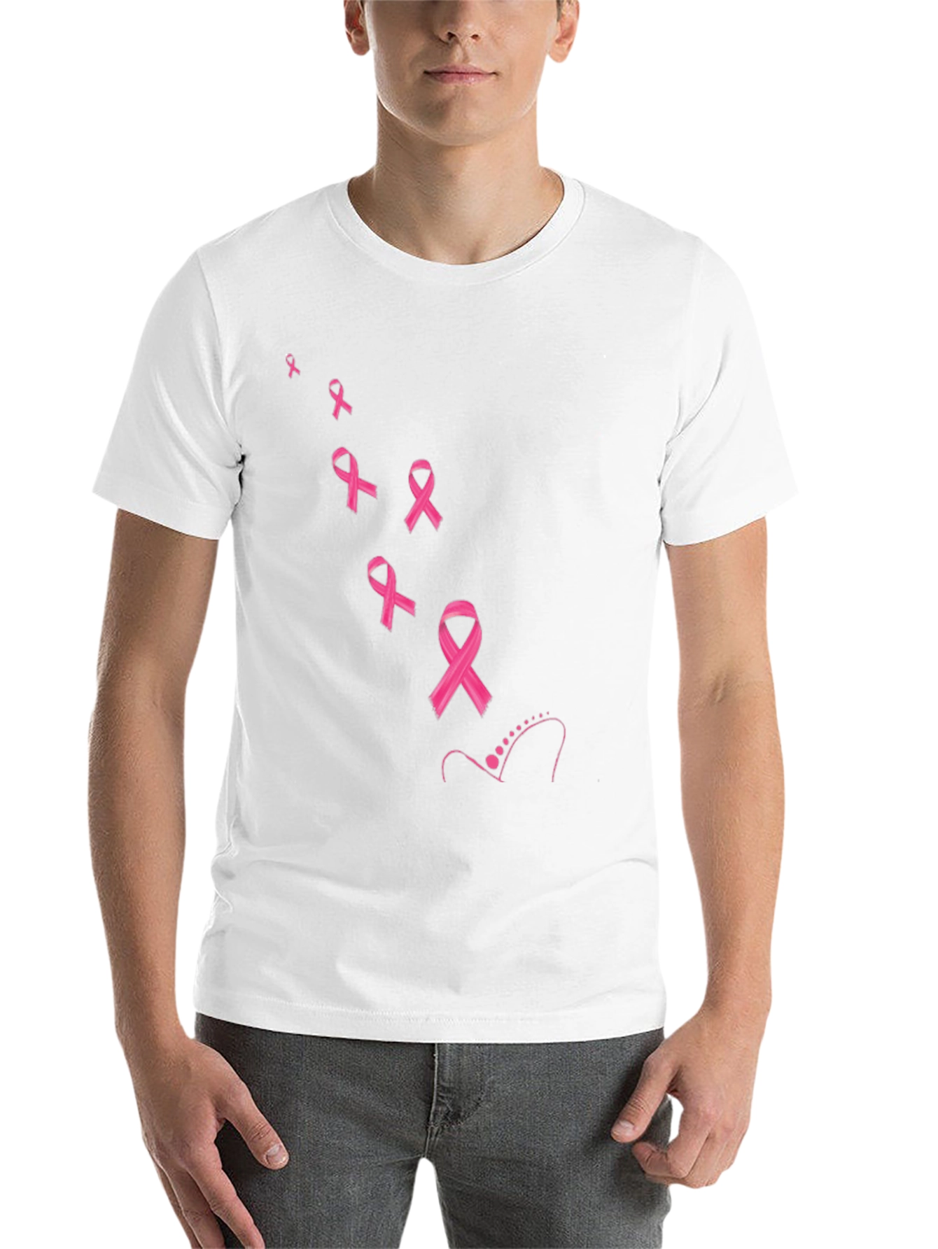 Black Pink Ribbon Awareness Black T-Shirt view 14