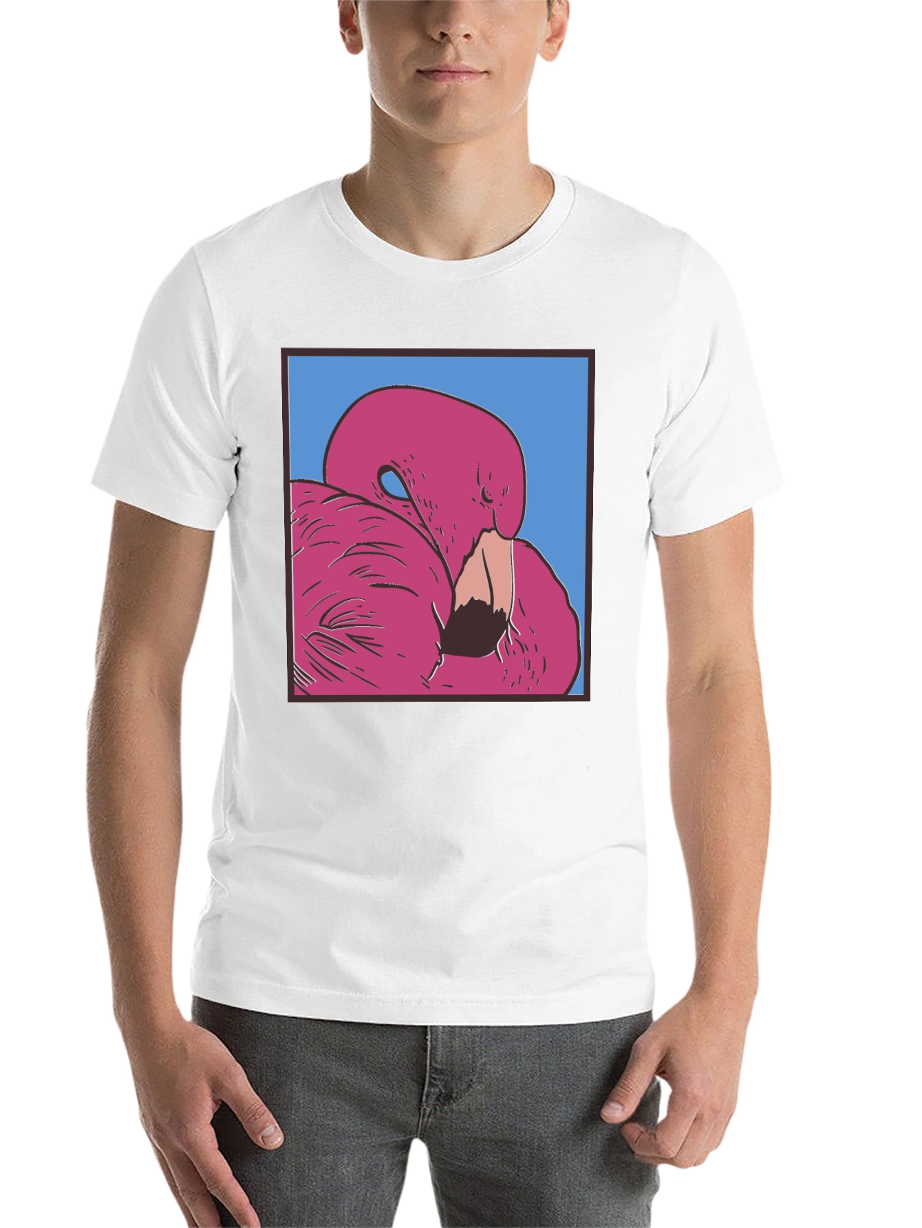 Black Pink Flamingo Graphic Black T-Shirt view 14