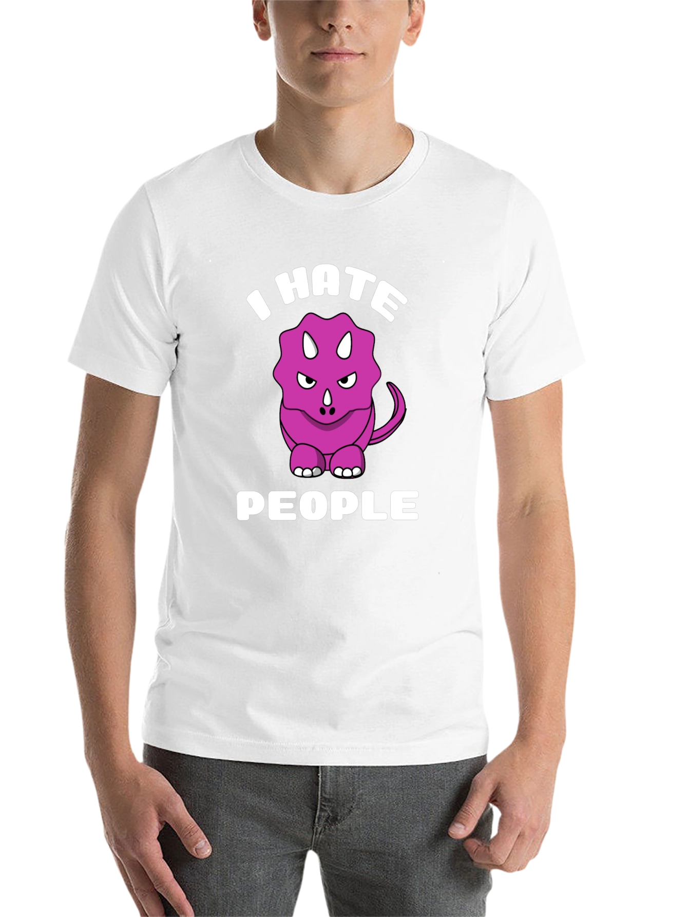 Black I Hate People Triceratops Graphic Tee view 14