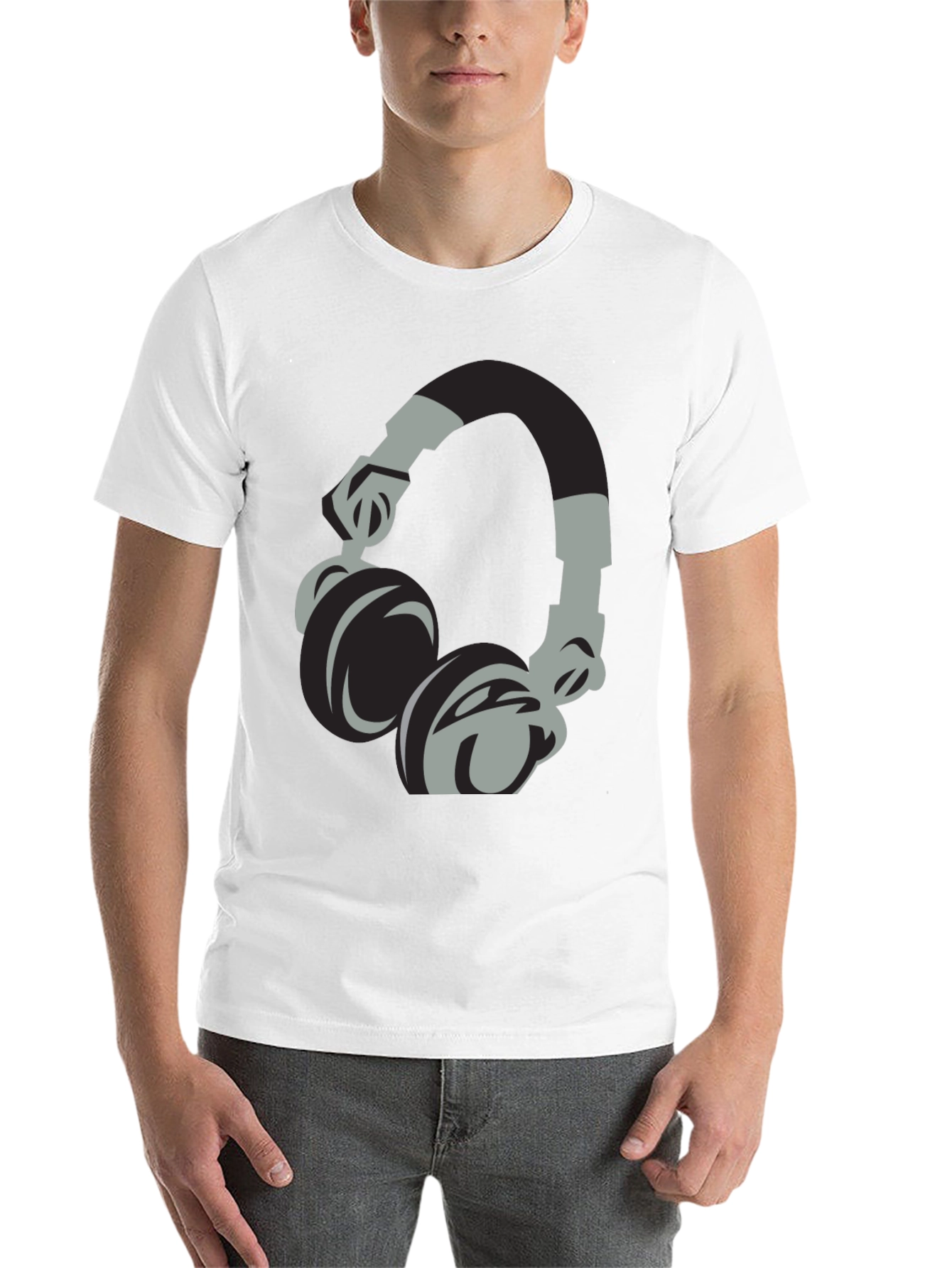 Black Cool Headphones Graphic T-Shirt - Black view 14