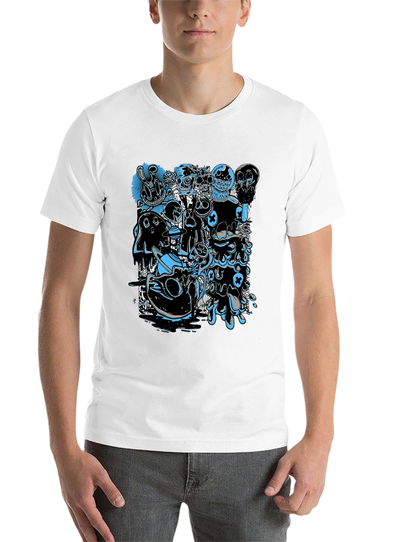 Black Unique Graphic Print Black T-Shirt view 14