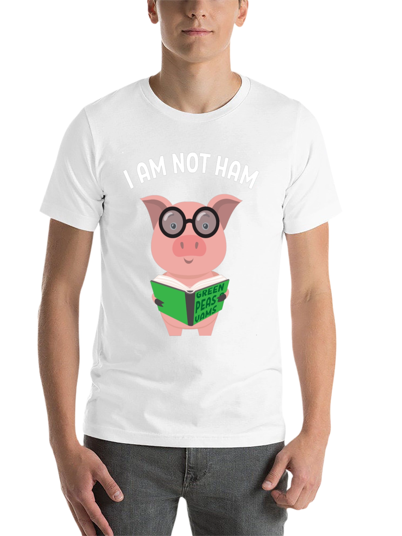 Black I Am Not Ham - Pig Reading Book T-Shirt view 14