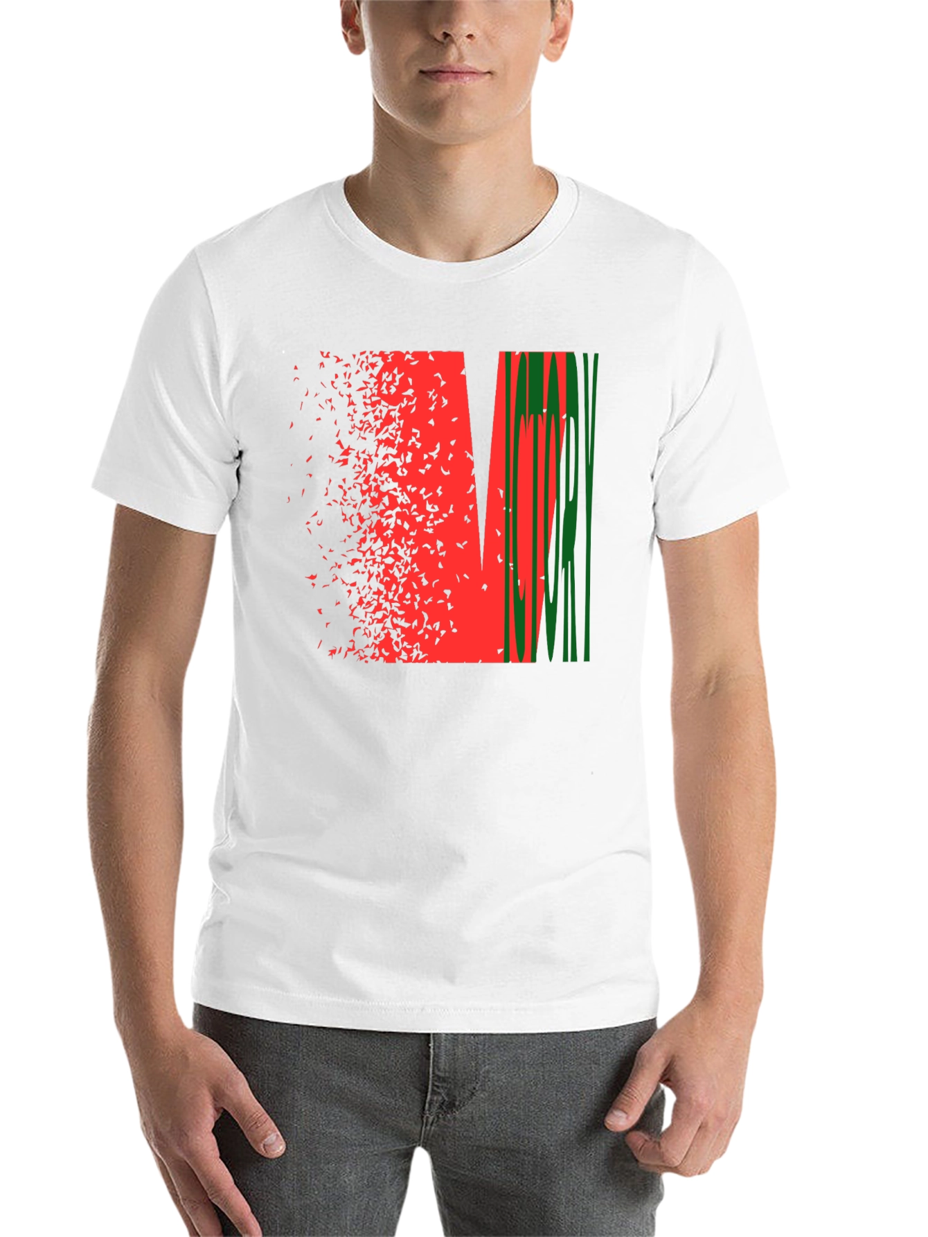 Black Abstract Graphic Tee - Red & Green Design, Black Shirt view 14