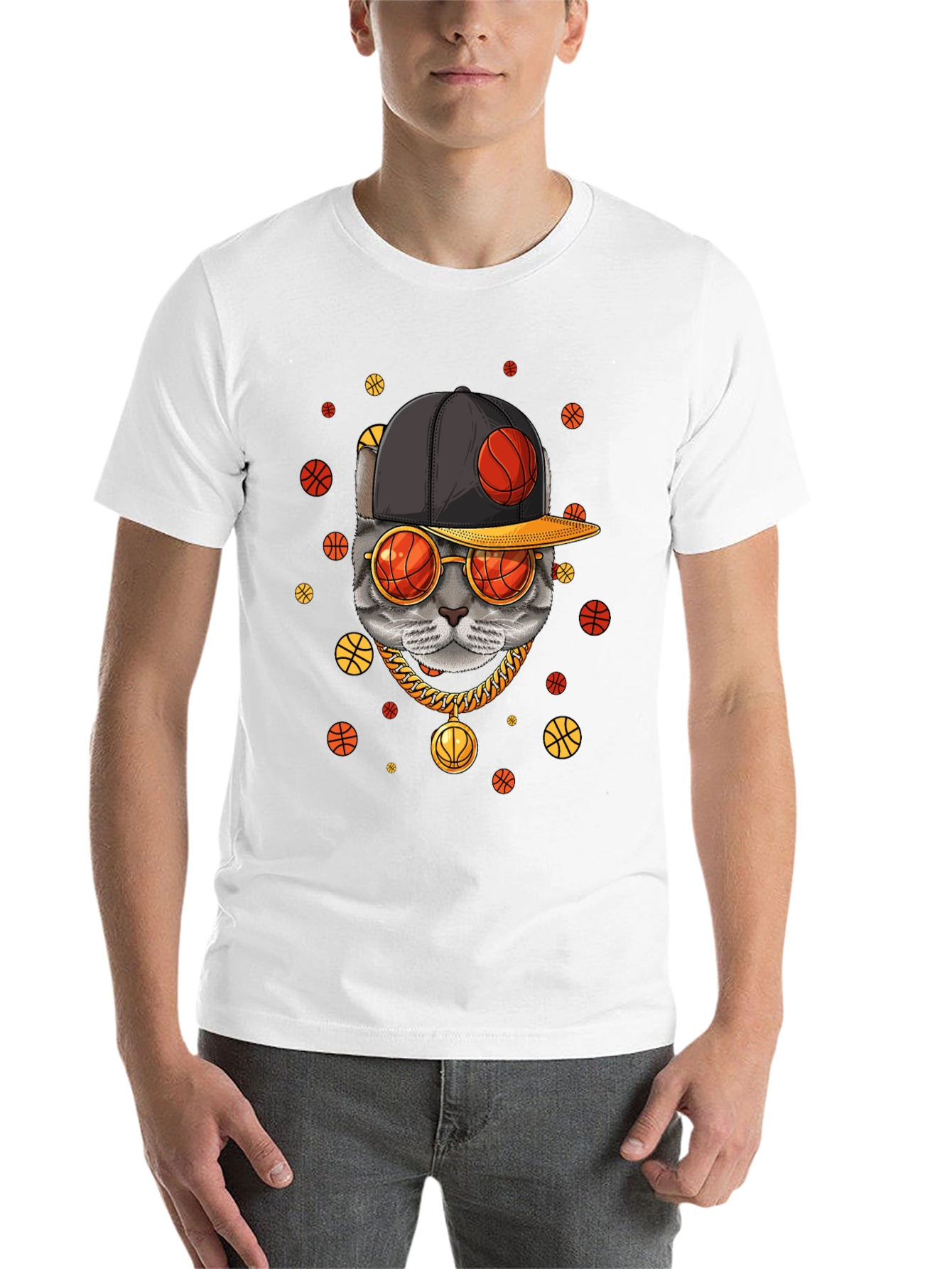 Black Cool Cat Basketball Graphic Tee view 14