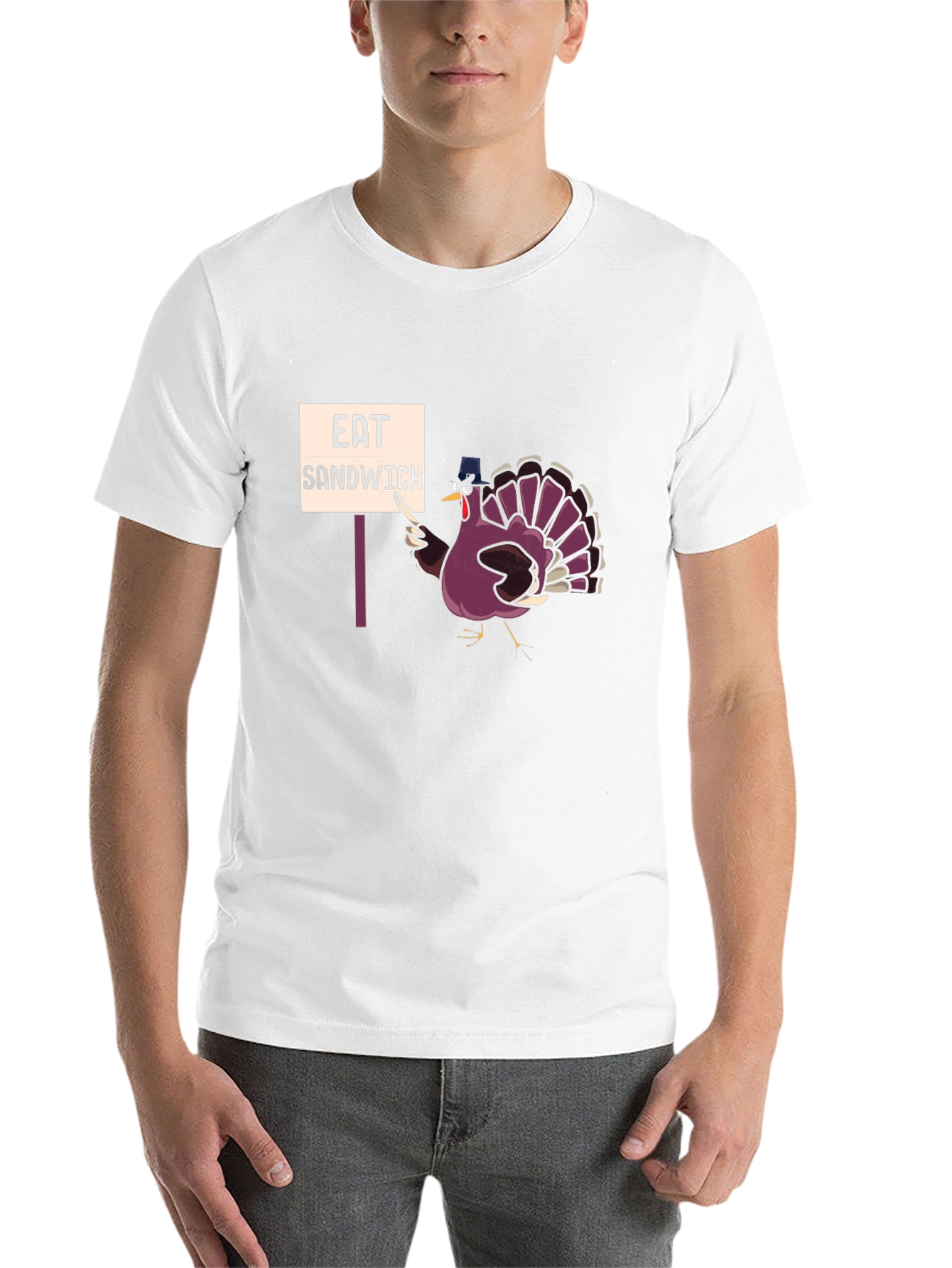Black Eat Sandwich Turkey Humor T-Shirt view 14