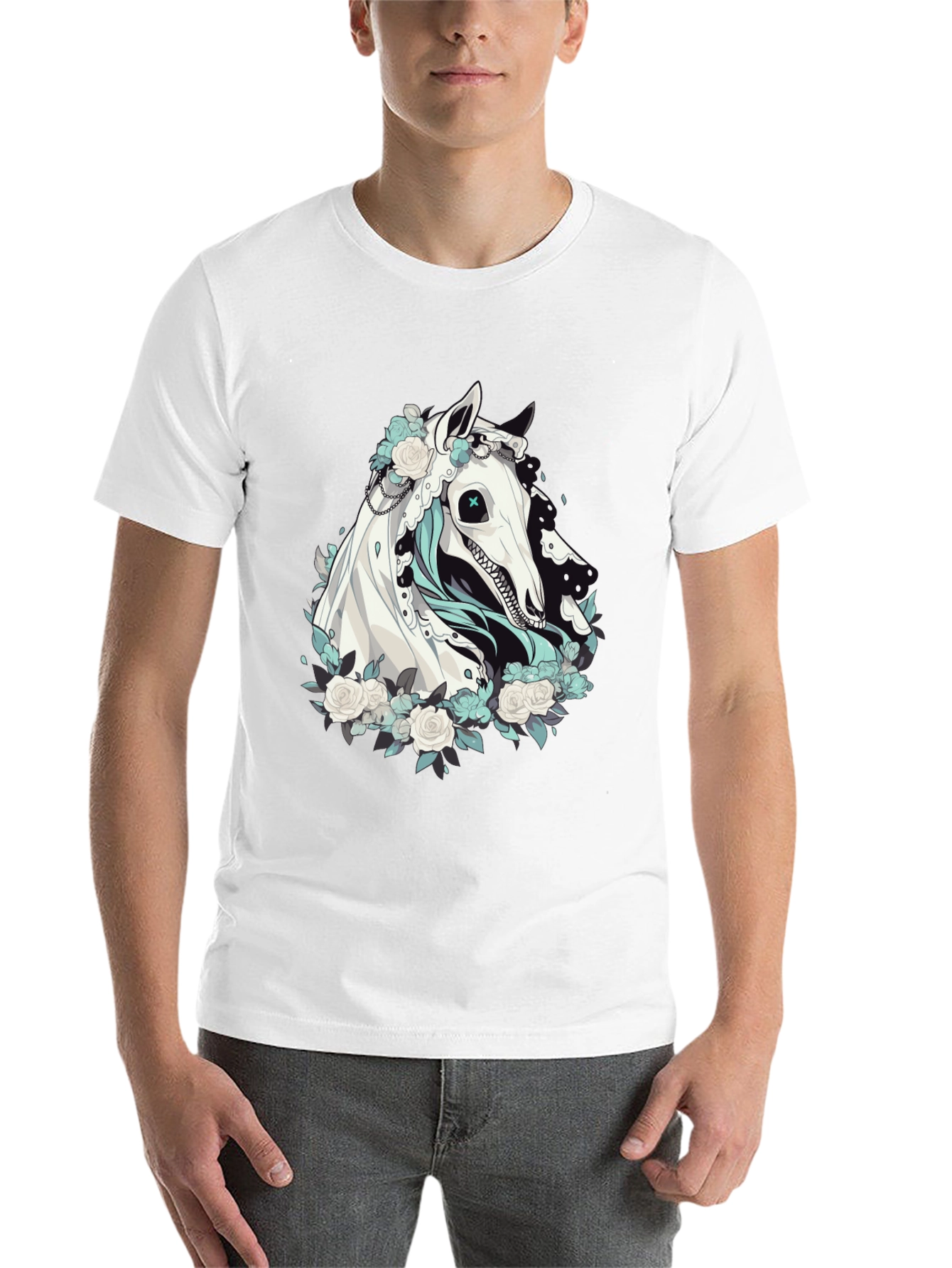 Black Floral Horse Graphic Tee - Black view 14