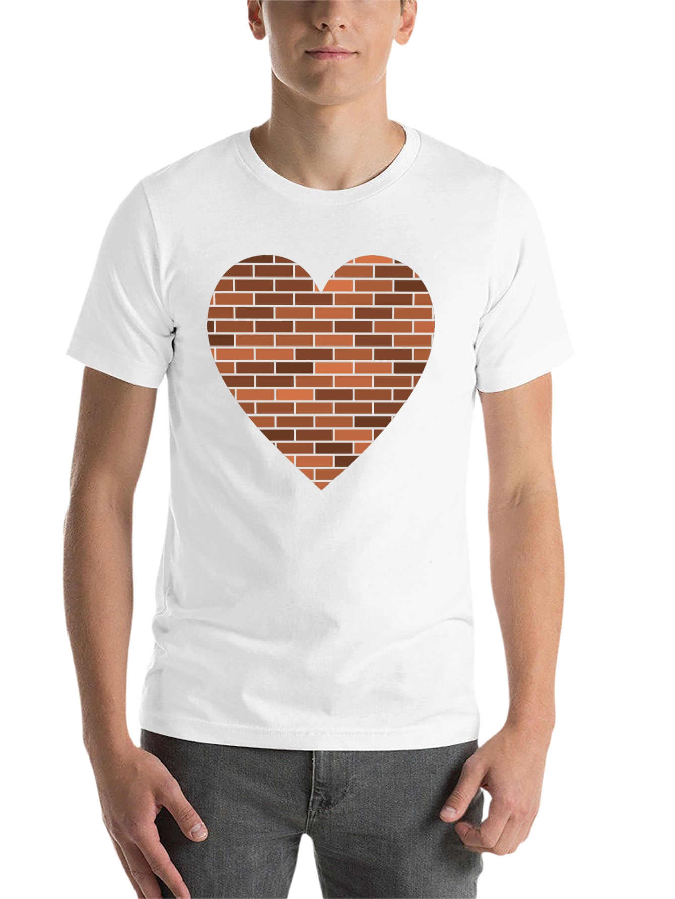 Black Brick Heart Graphic Tee - Unique Casual Shirt view 14