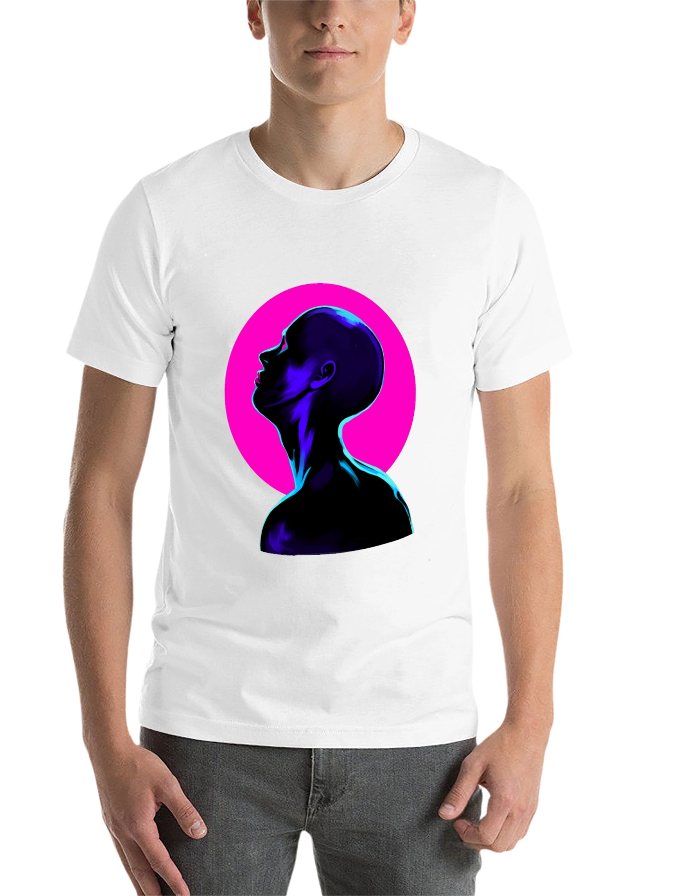 Black Cyberpunk Silhouette Graphic Tee - Bold Black view 14
