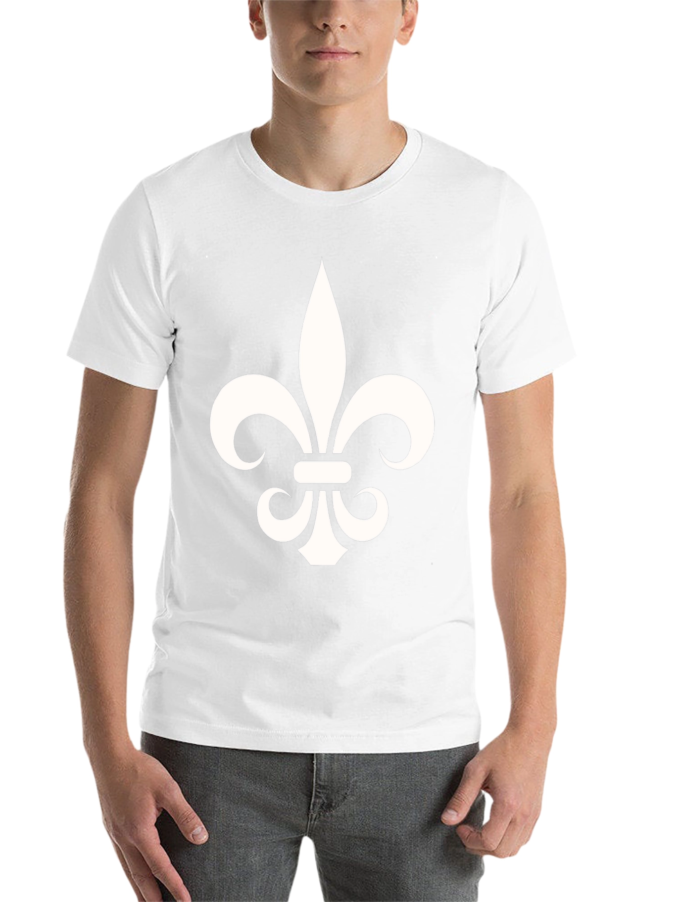 Black Fleur-de-Lis Graphic Tee - Black Cotton Blend T-Shirt view 14