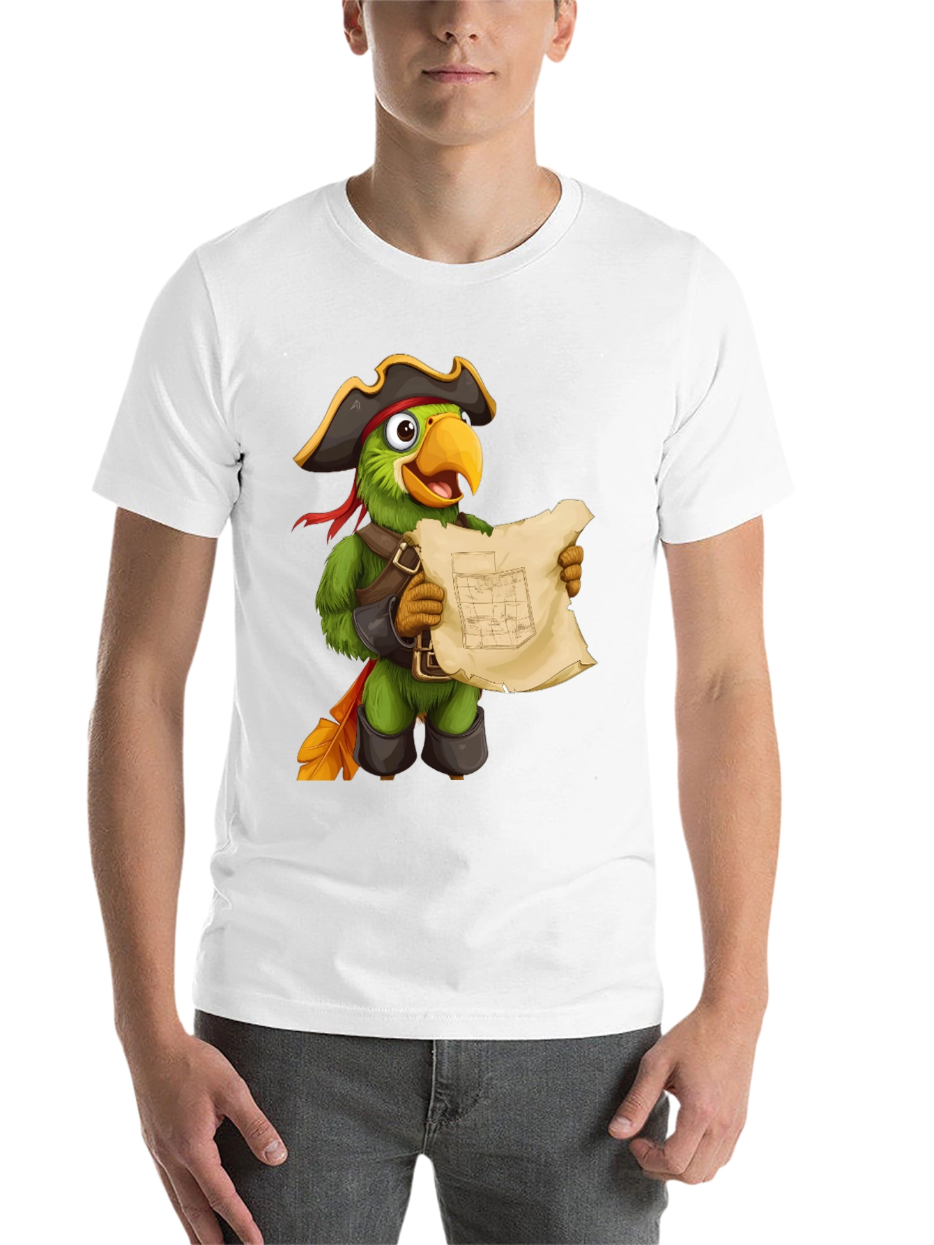 Black Parrot Pirate T-Shirt - Funny Cartoon Bird Tee view 14