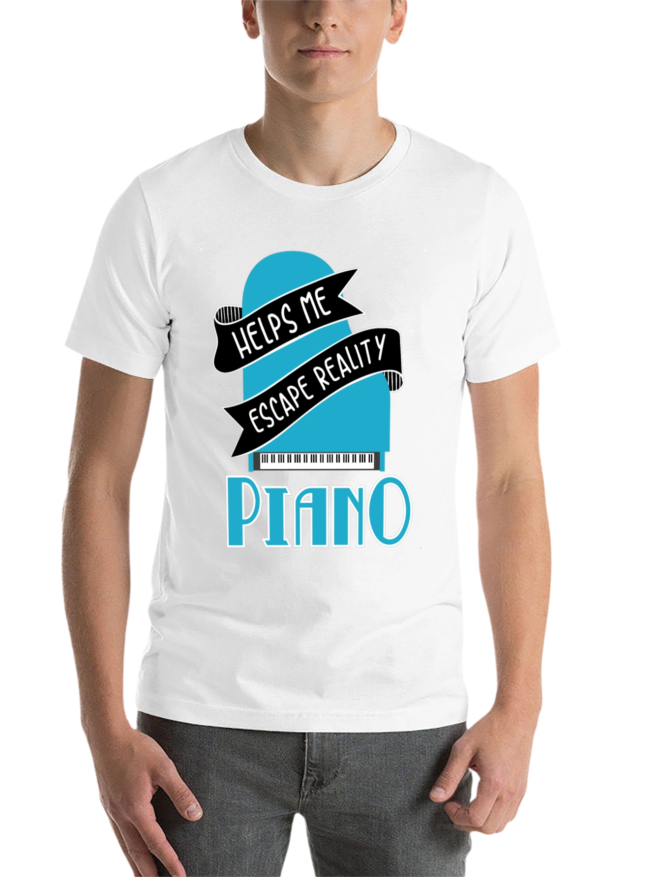 Black Piano Escape Reality Graphic T-Shirt view 14