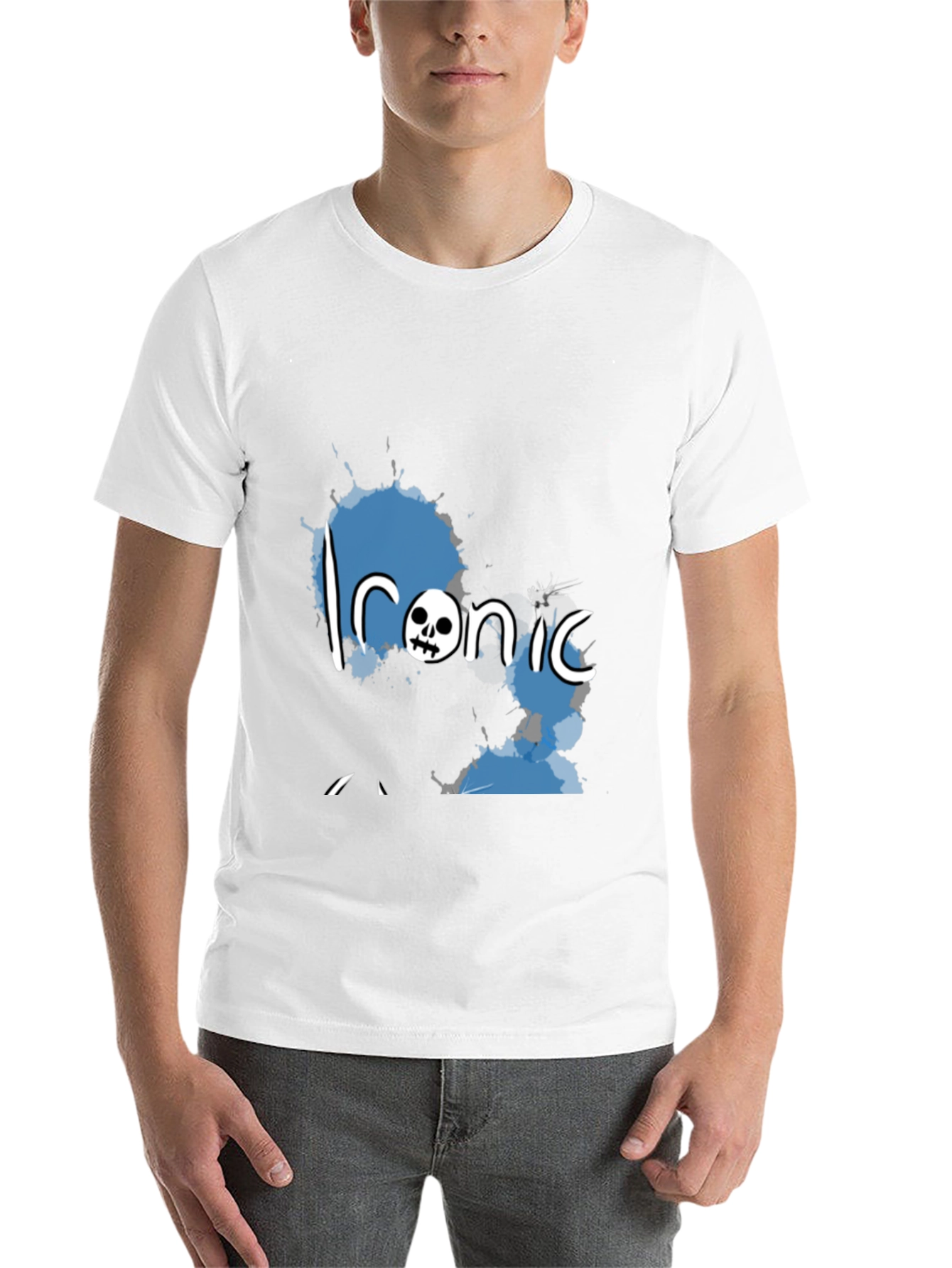 Black Ironic Skull Graphic Black T-Shirt view 14