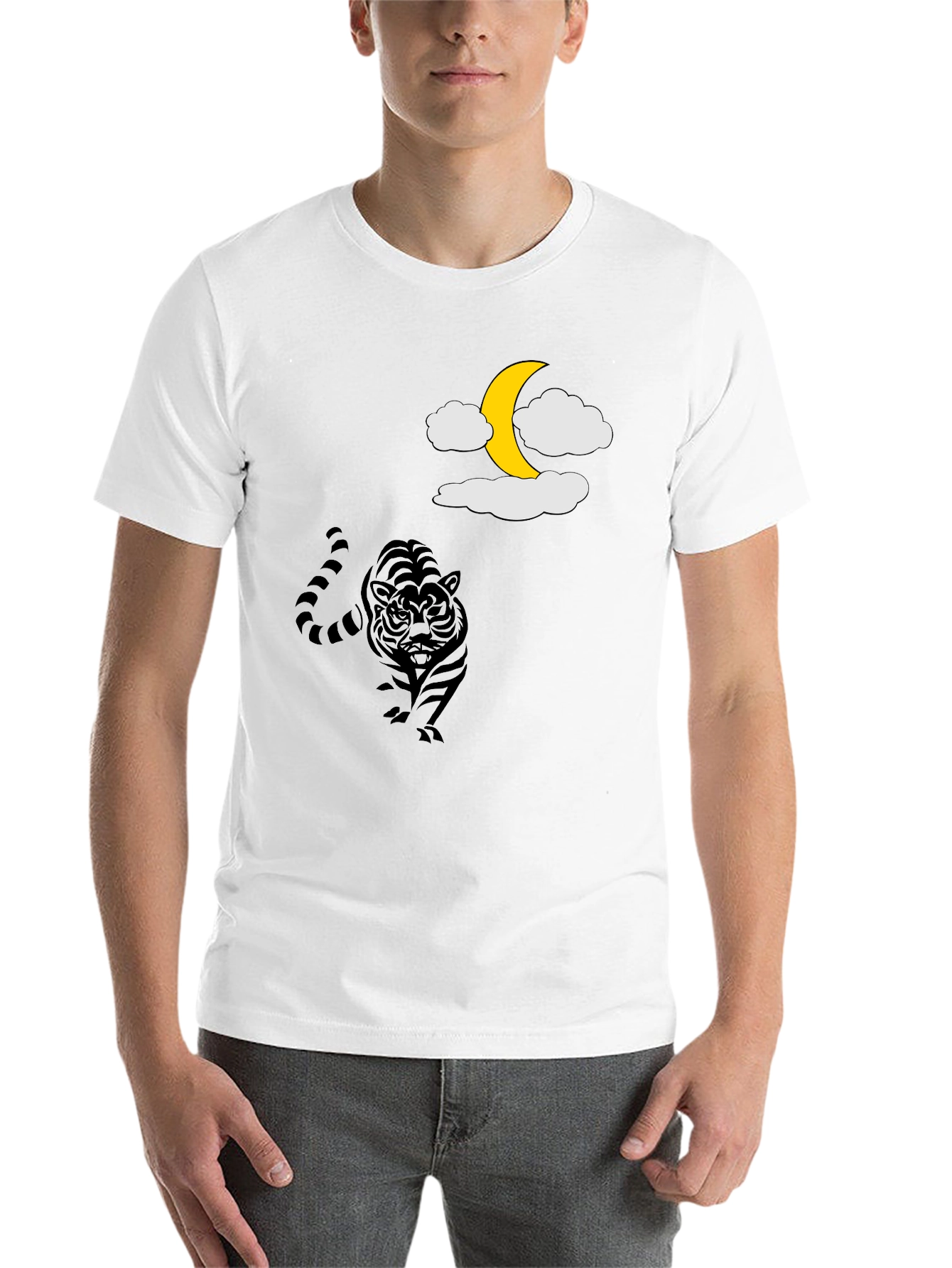 Black Tiger Moon Graphic Tee - Black Cotton T-Shirt view 14