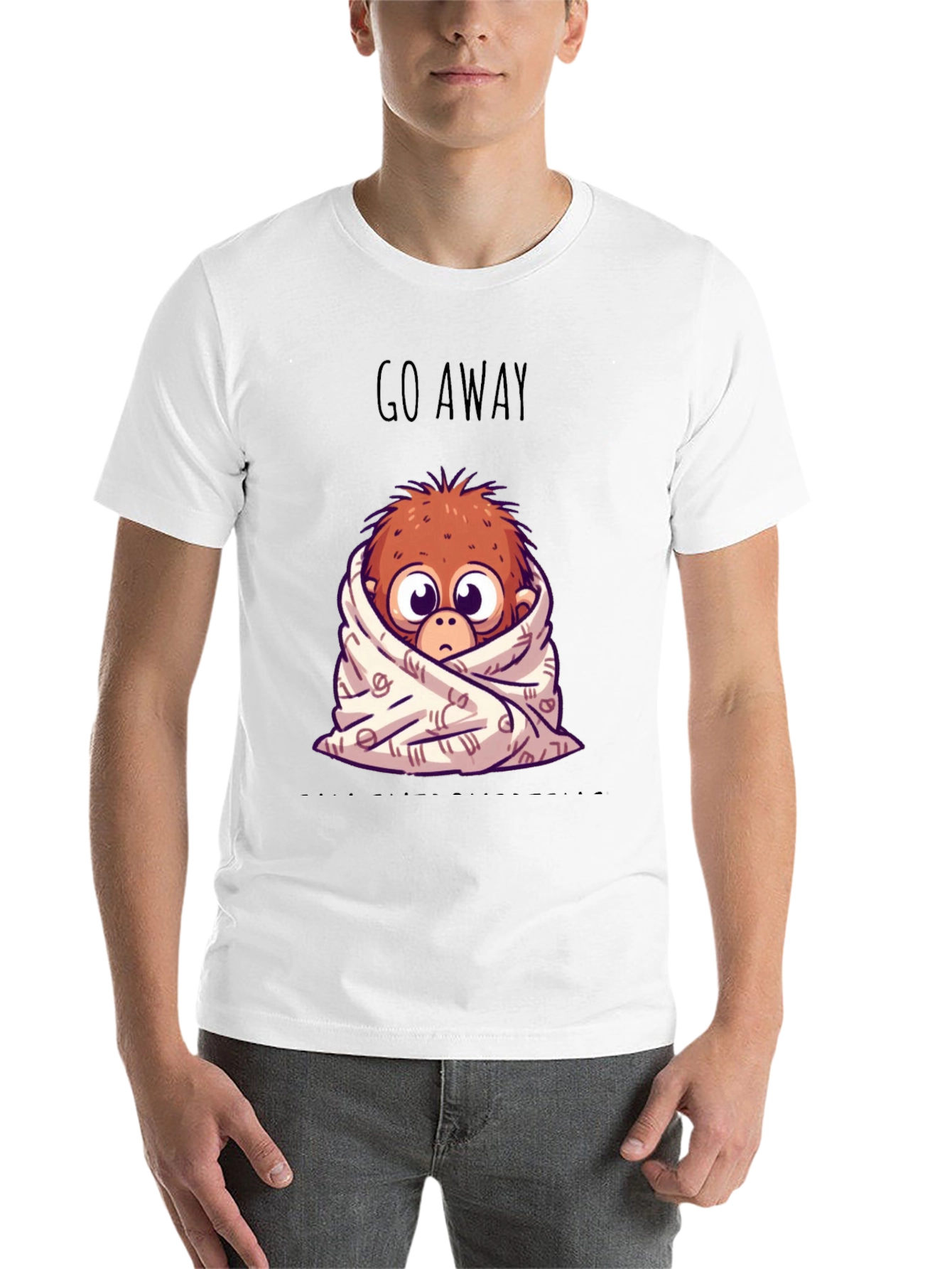 Black Cozy Monkey Graphic T-Shirt - Go Away view 14