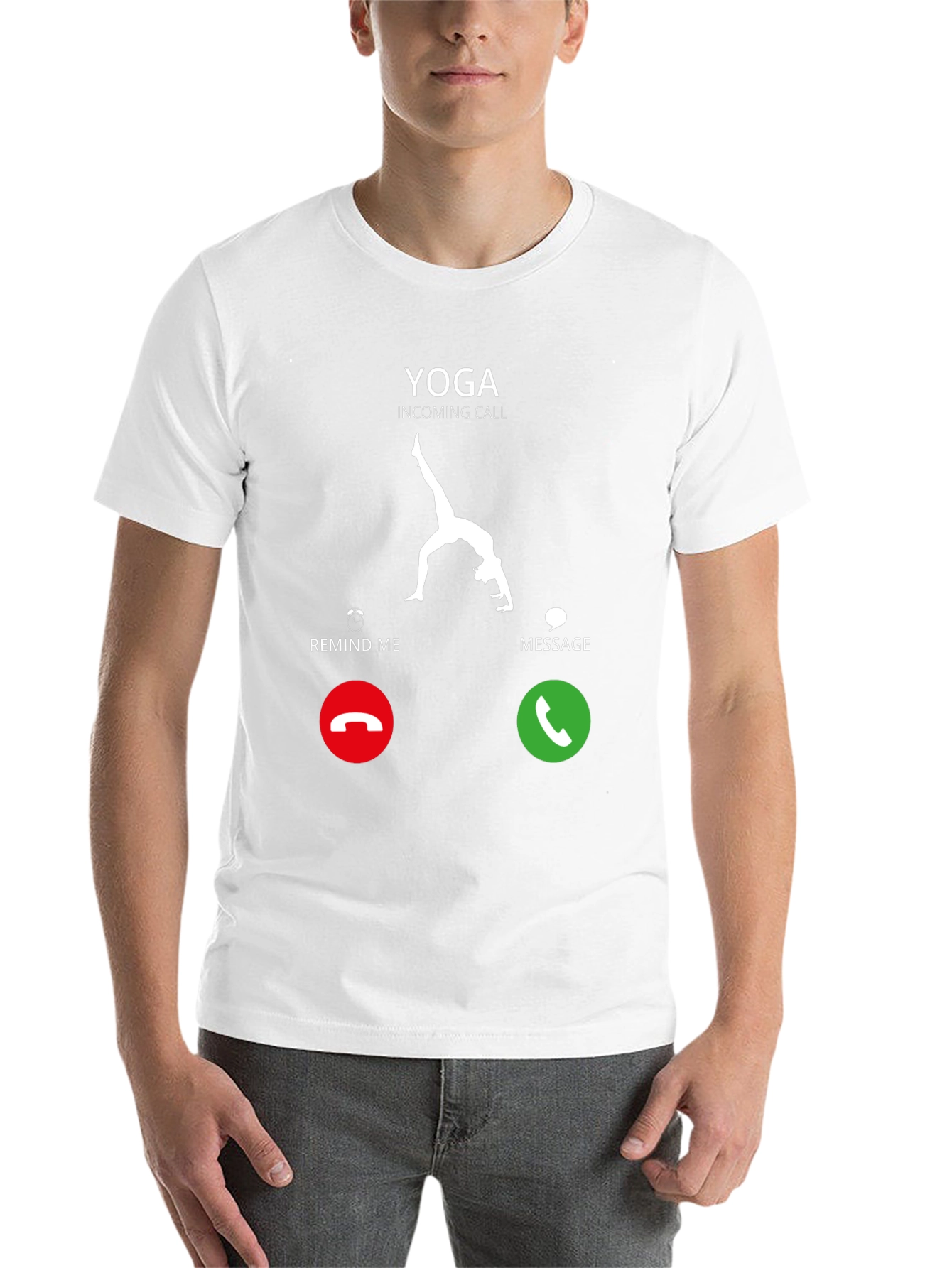 Black Yoga Incoming Call Funny Graphic T-Shirt view 14