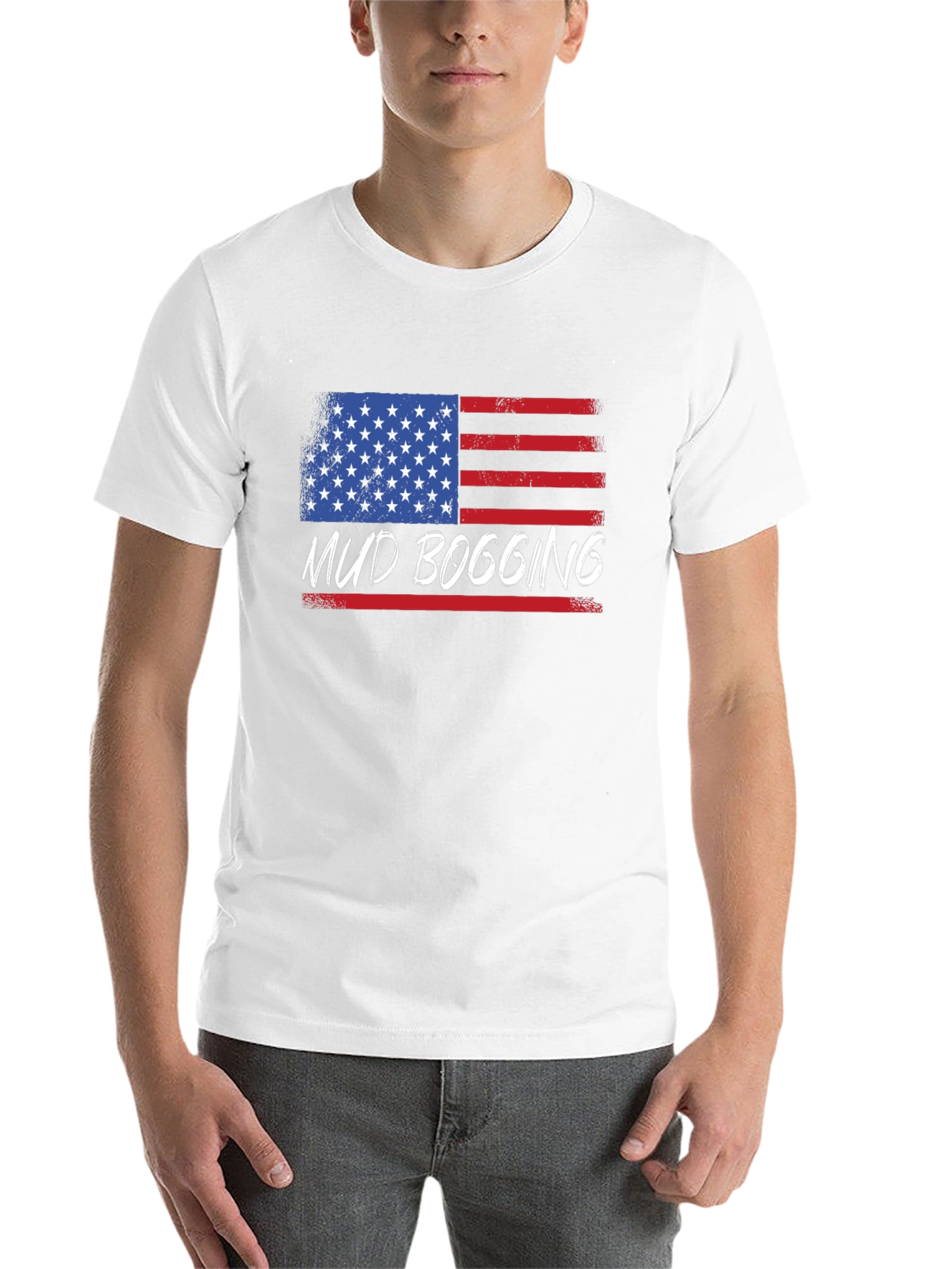 Black Mud Bogging American Flag T-Shirt view 14