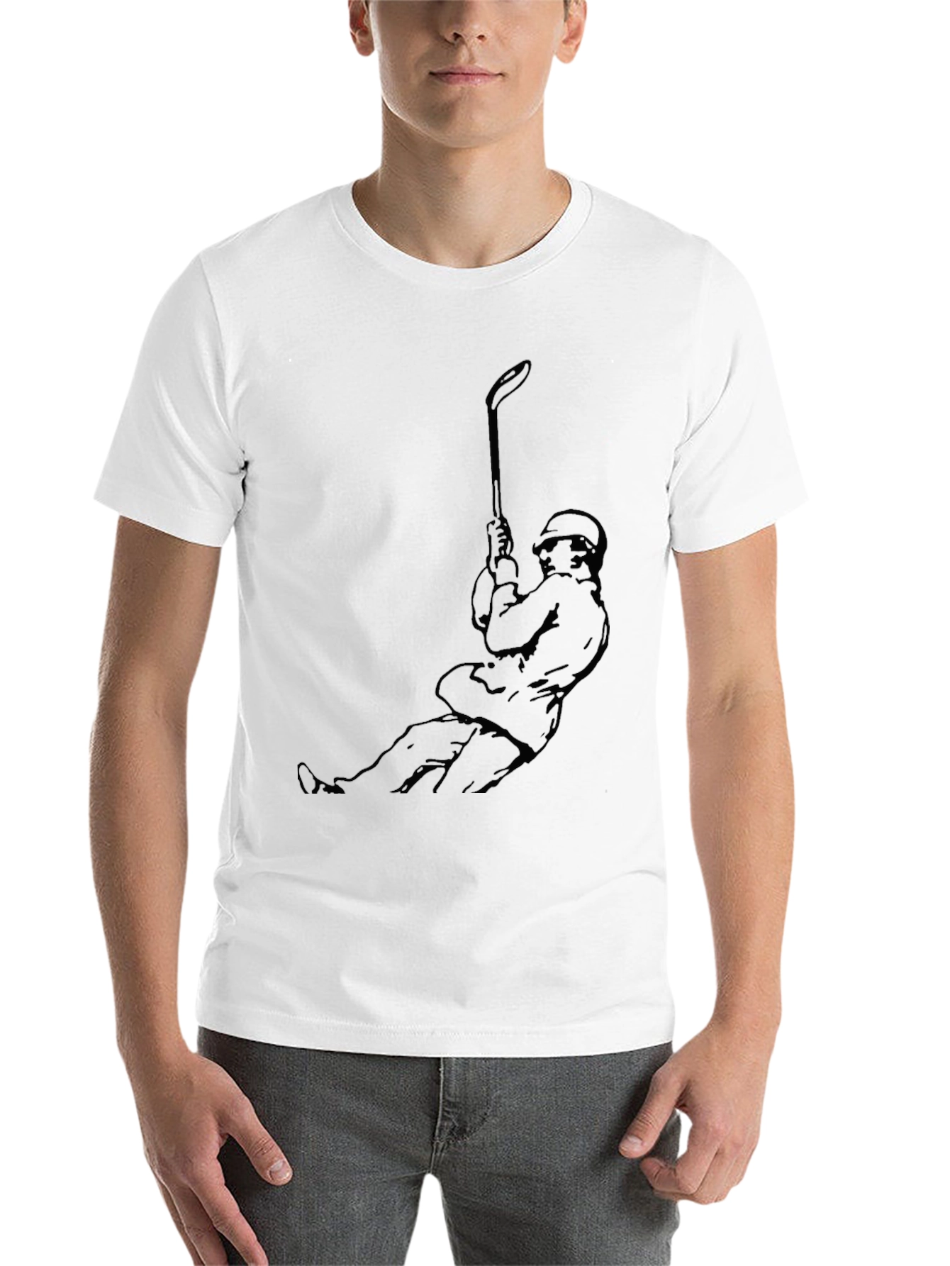 Black Golfer Swing Graphic Tee - Classic Black Cotton T-Shirt view 14