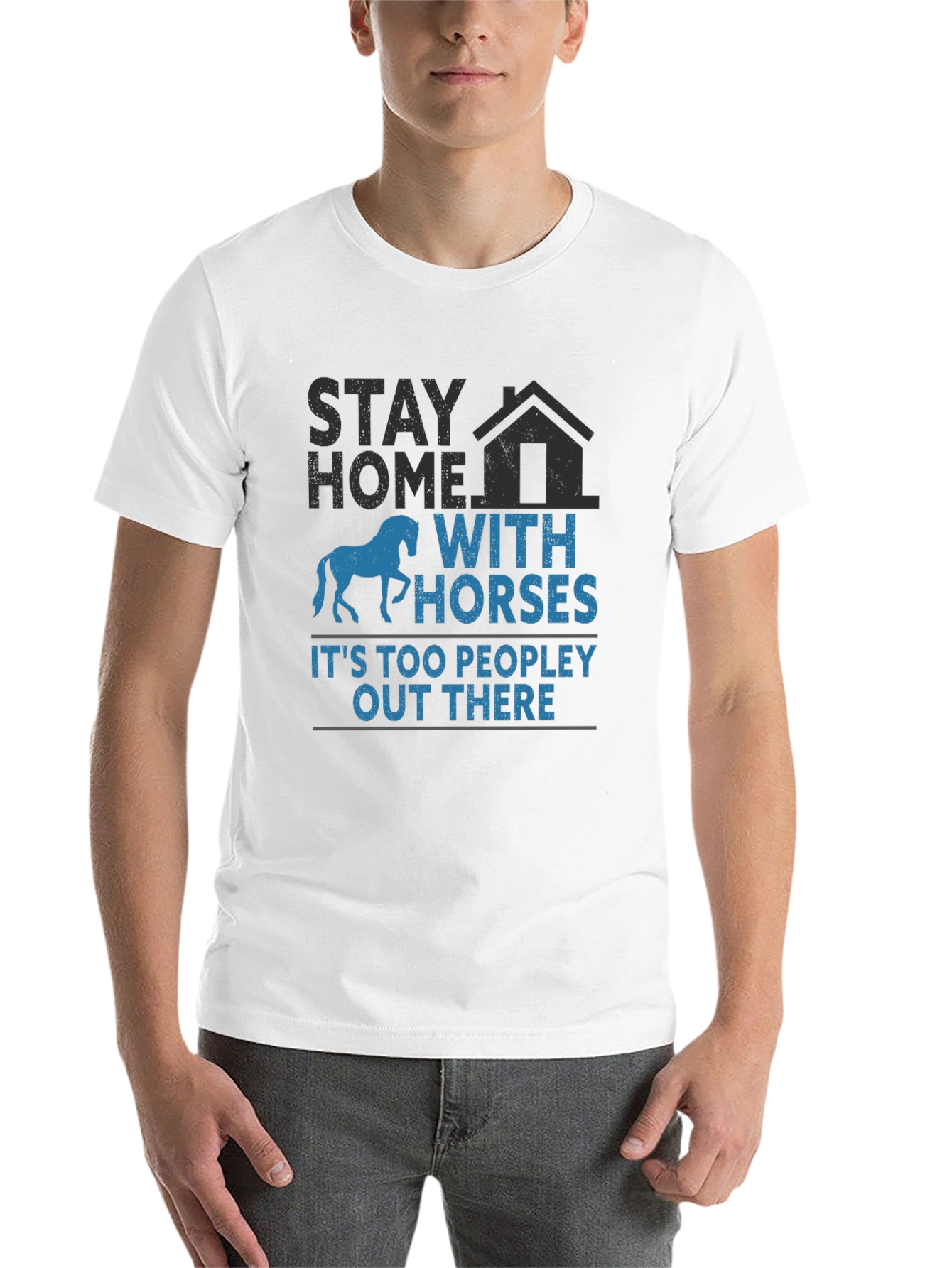 Black Stay Home With Horses T-Shirt view 14