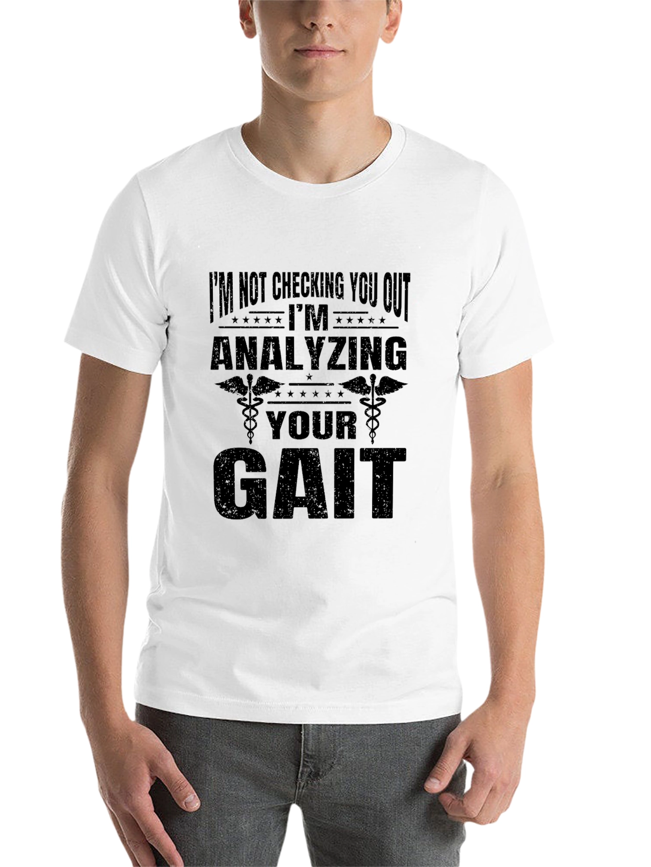 Black Analyzing Your Gait Funny Graphic T-Shirt view 14