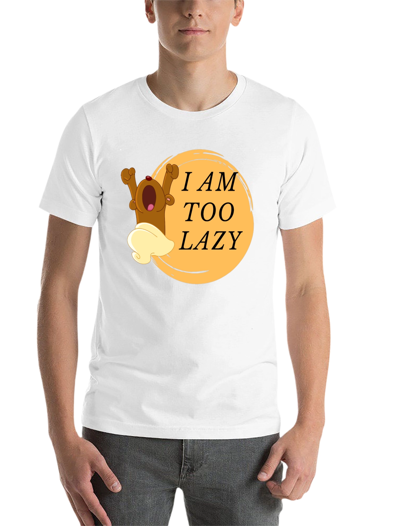 Black Lazy Bear Cartoon Graphic T-Shirt view 14