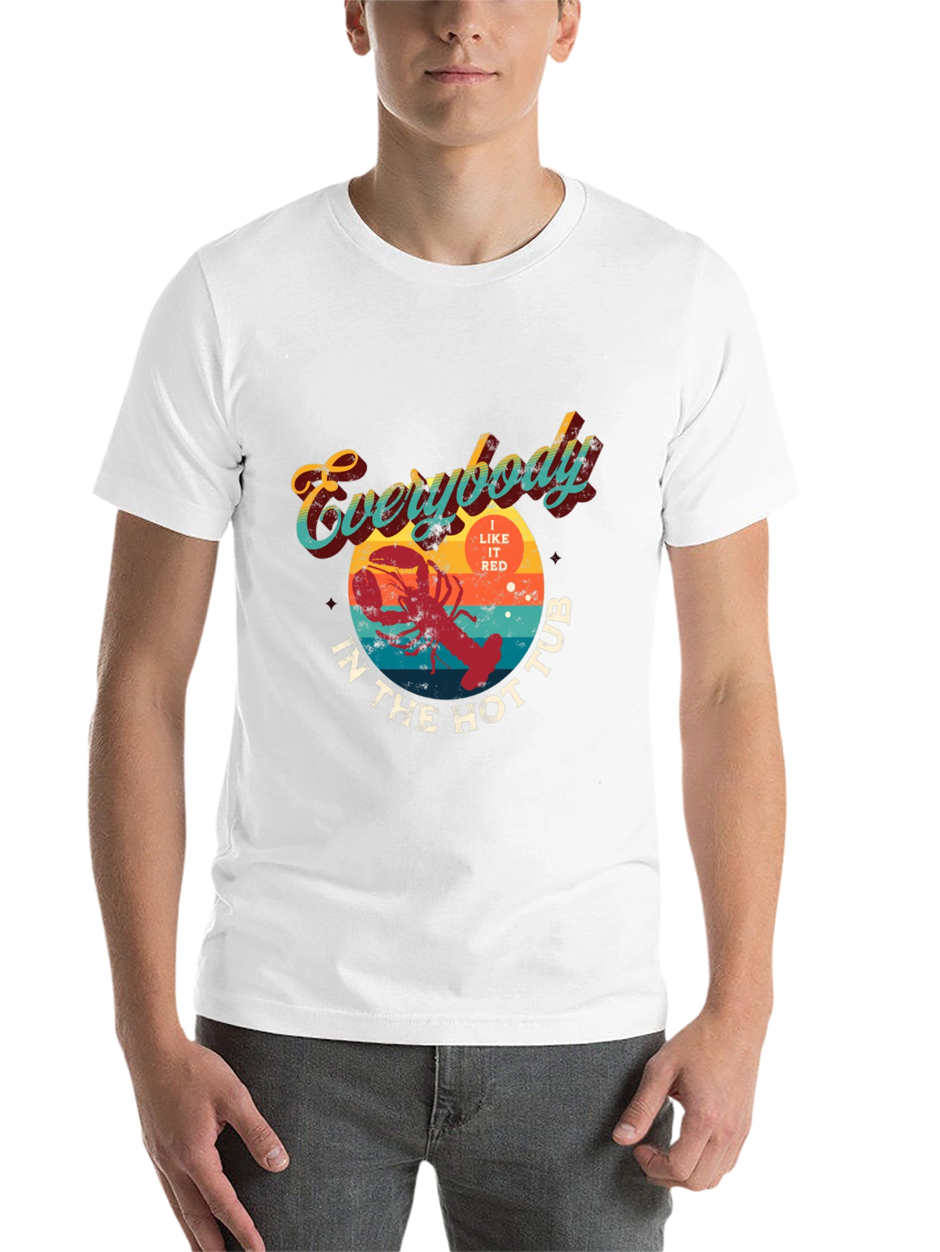 Black Everybody In The Hot Tub Lobster Graphic T-Shirt view 14